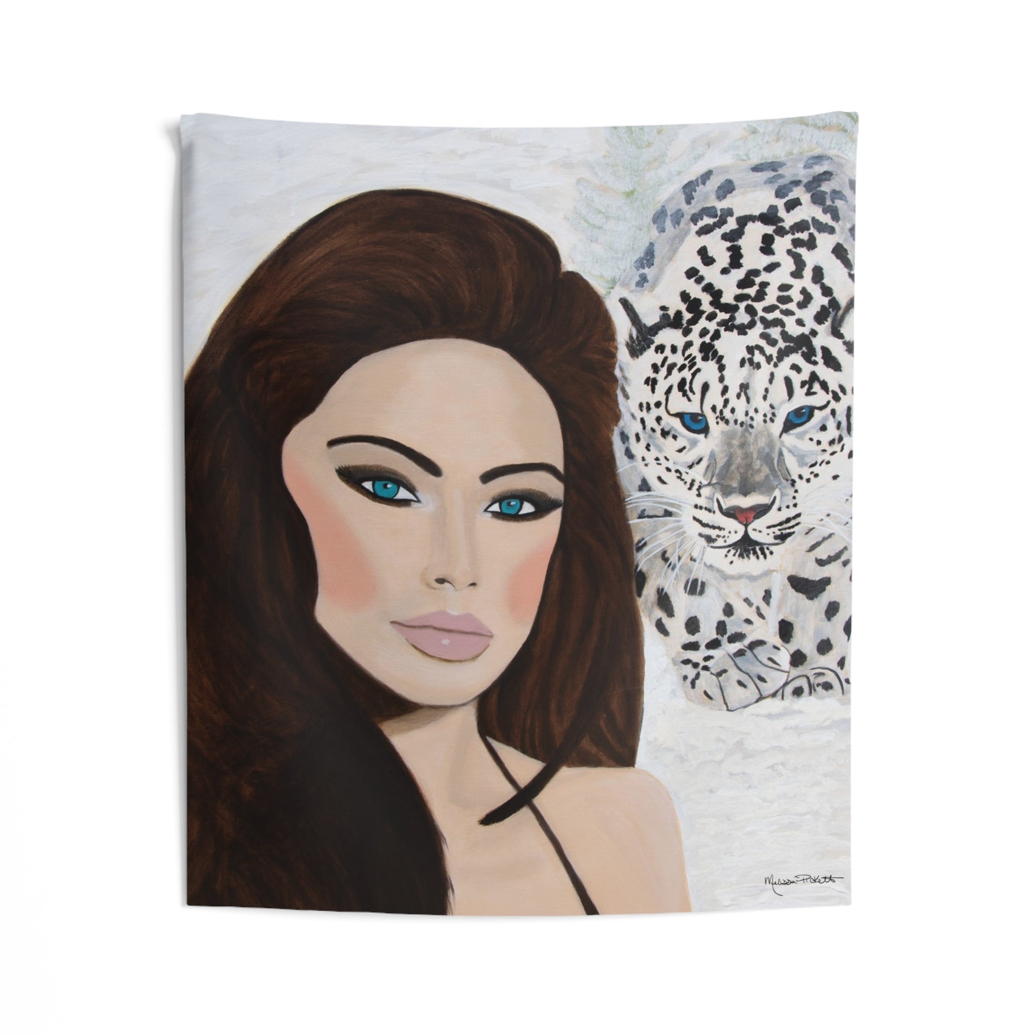 Woman & Snow Leopard | Indoor Wall Tapestries