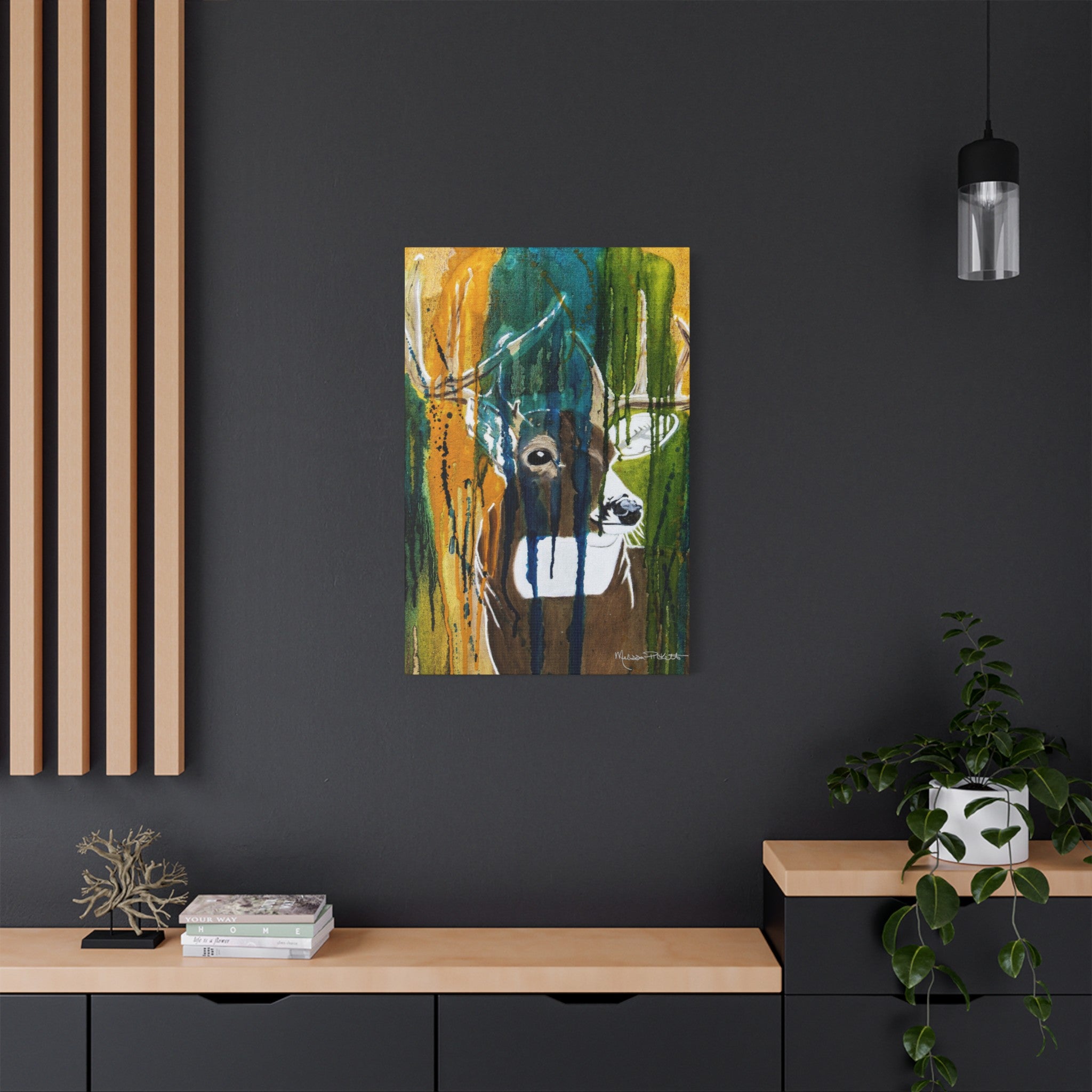 Abstract Deer | Satin Canvas, Stretched