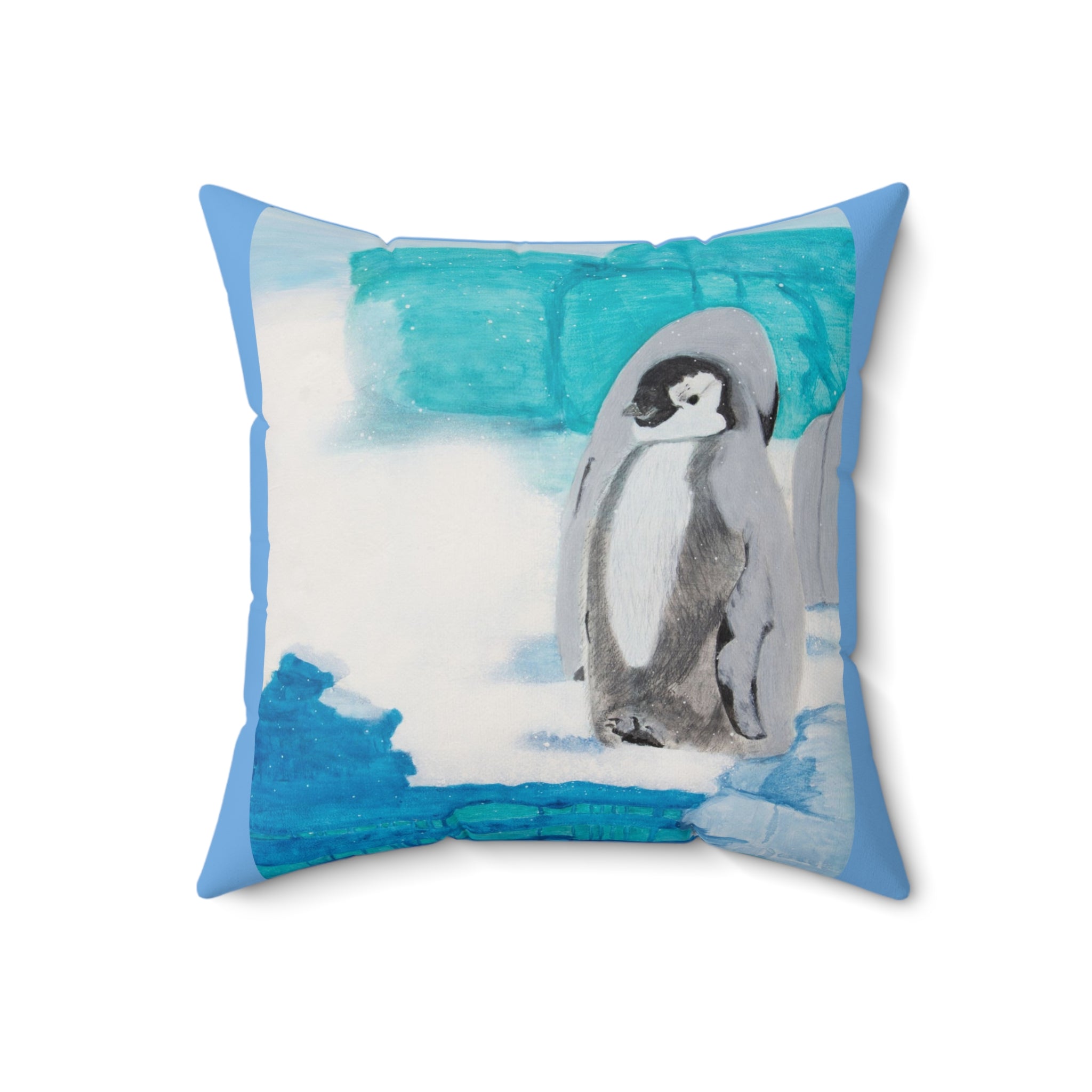 Happy Penguin Walking | Spun Polyester Square Pillow