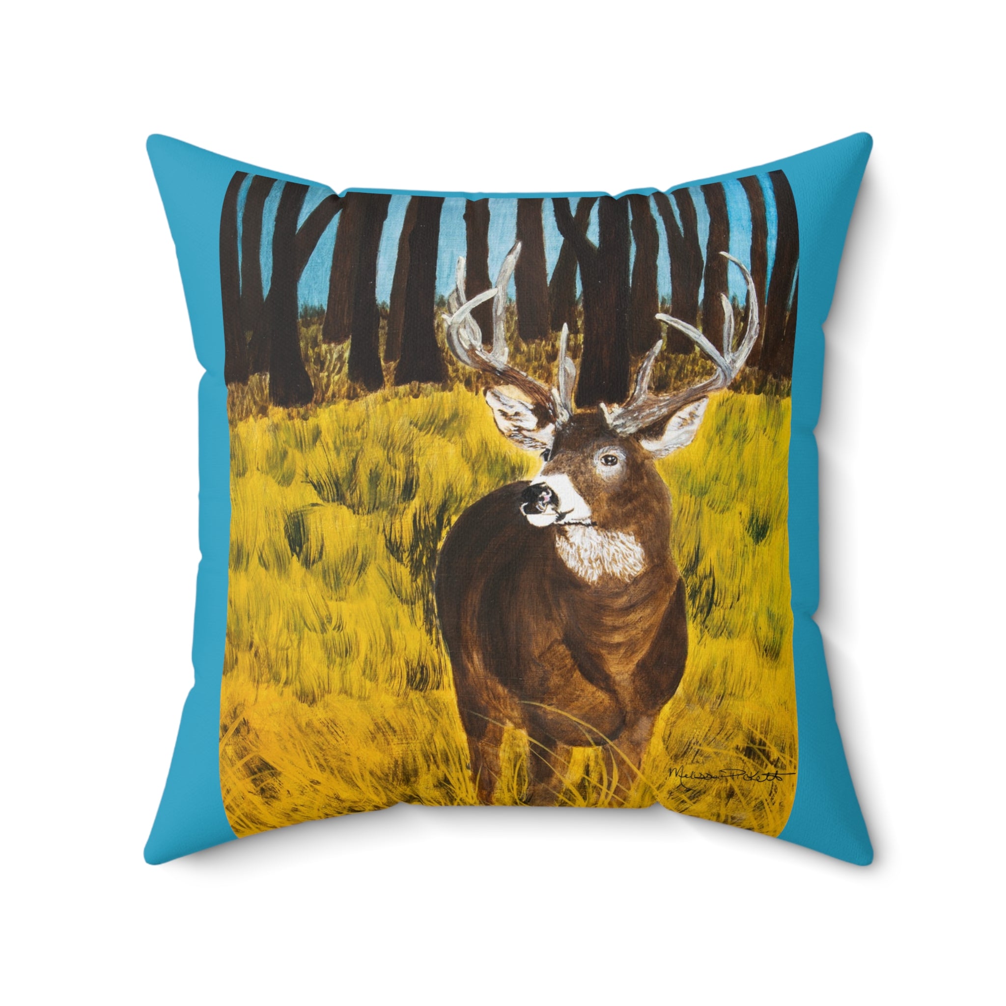 Deer in Clearing | Spun Polyester Square Pillow