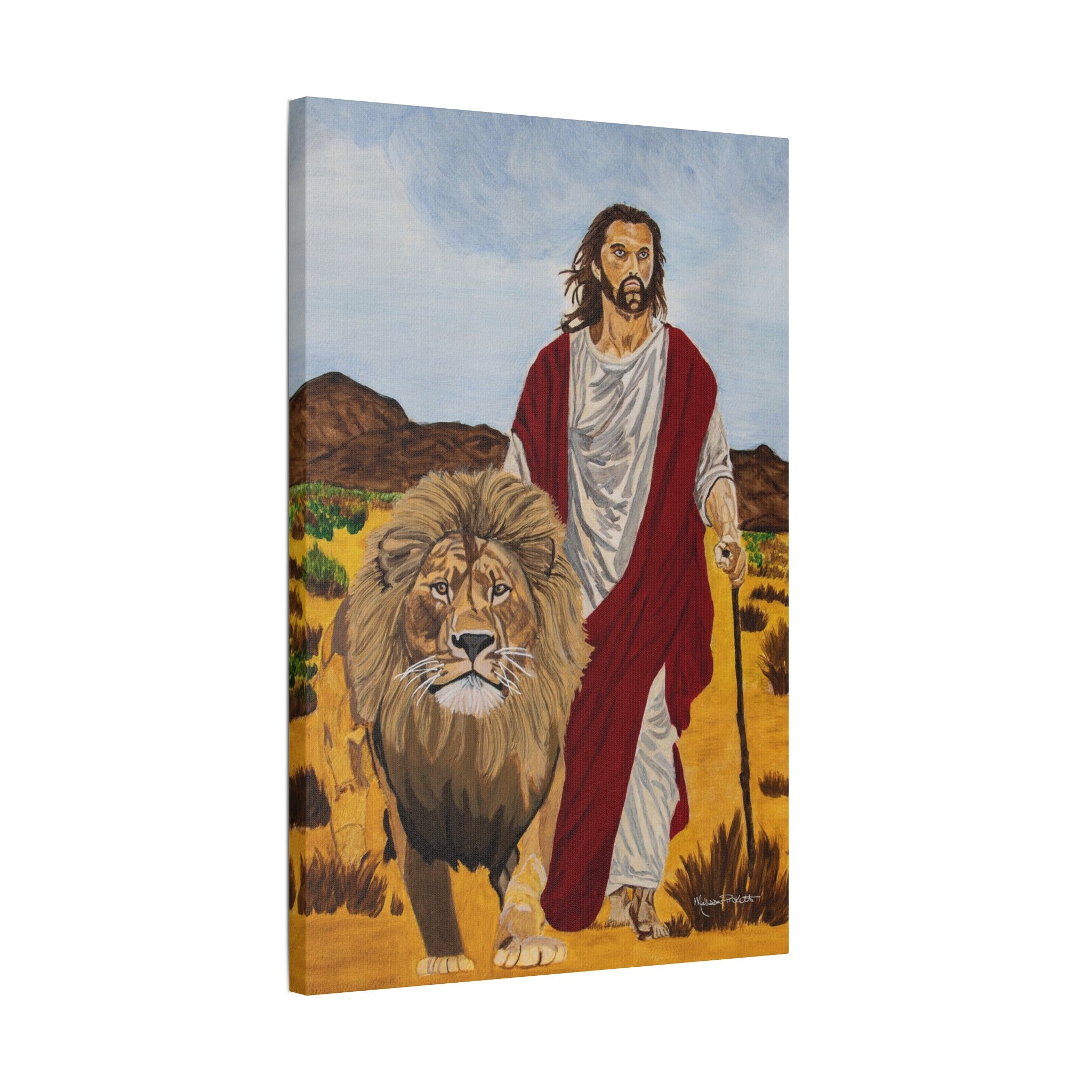 Jesus & The Lion | Satin Canvas, Stretched