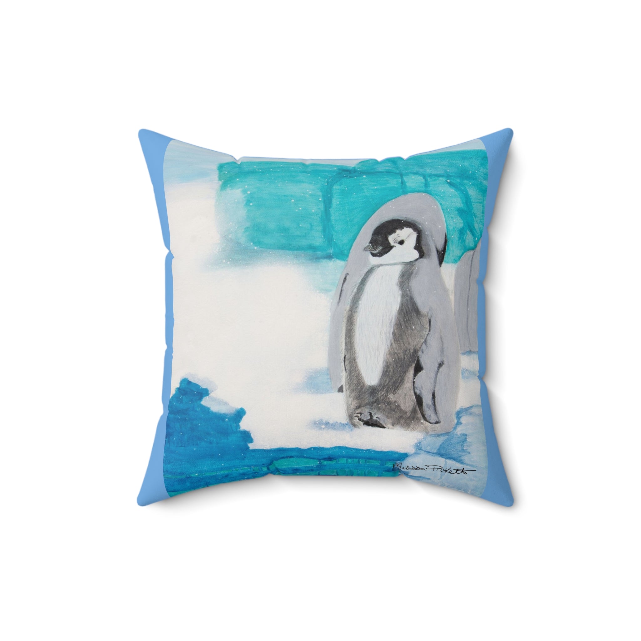 Happy Penguin Walking | Spun Polyester Square Pillow