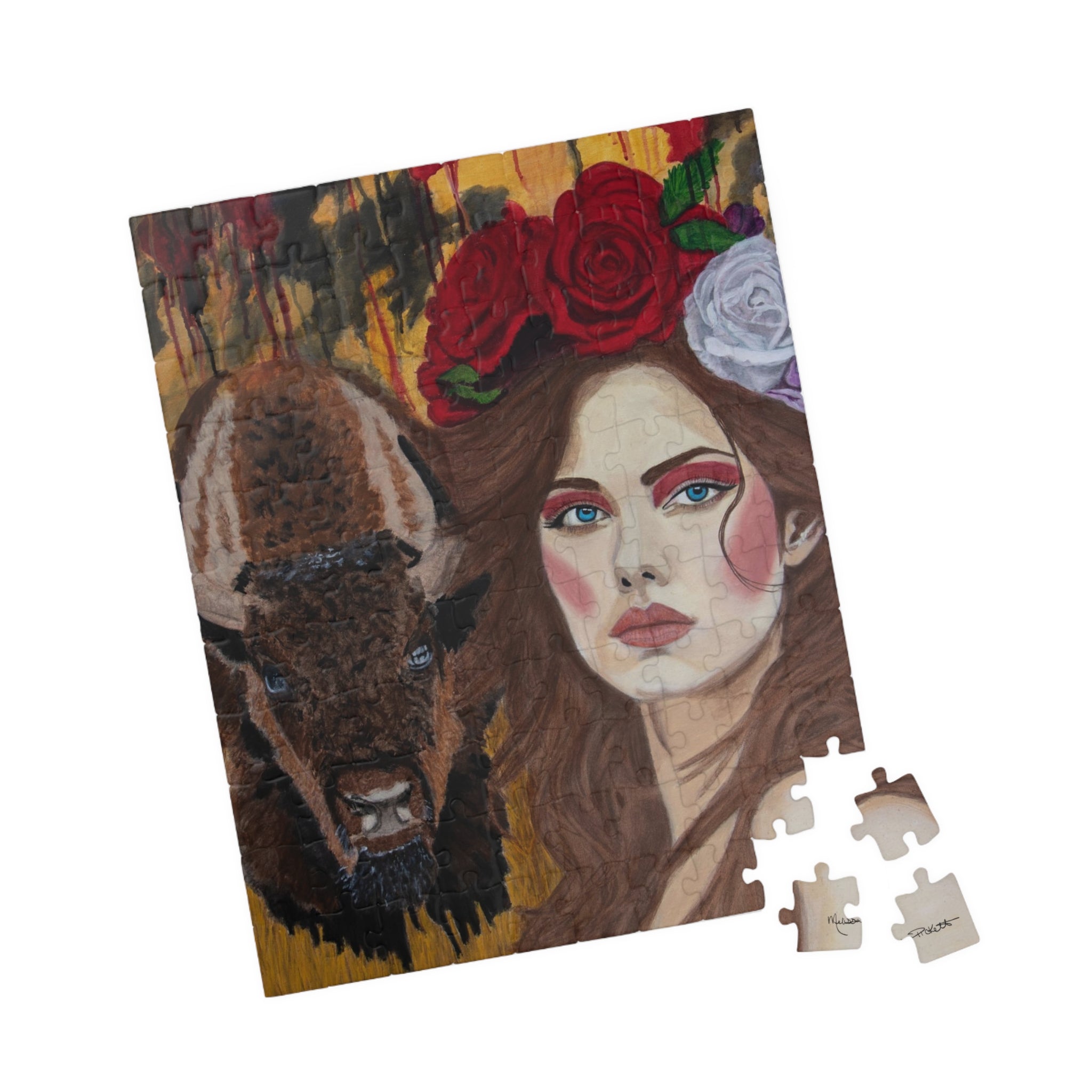 Woman & Bison | Puzzle (110, 252, 520, 1014-piece)