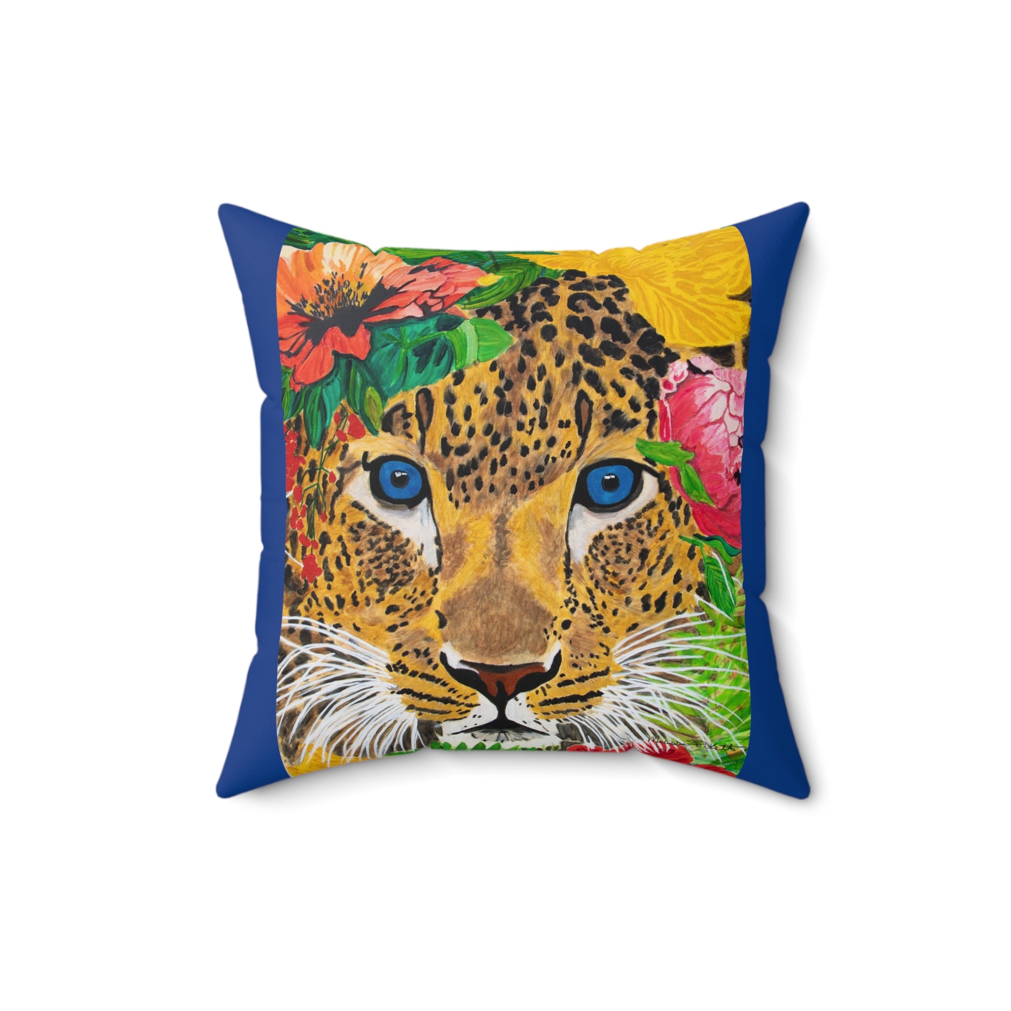 Jaguar & Flowers | Spun Polyester Square Pillow