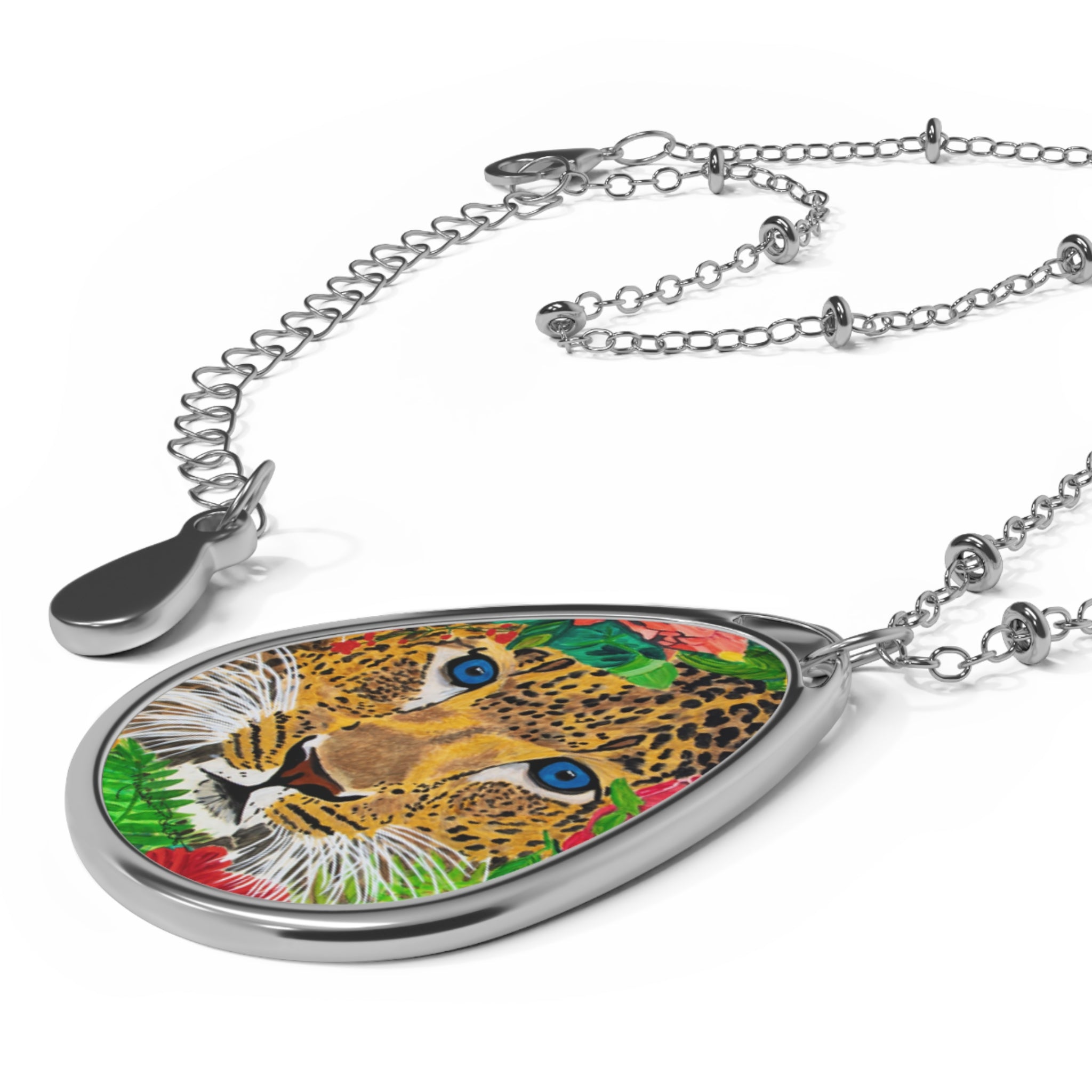 Jaguar & Flowers | Oval Necklace