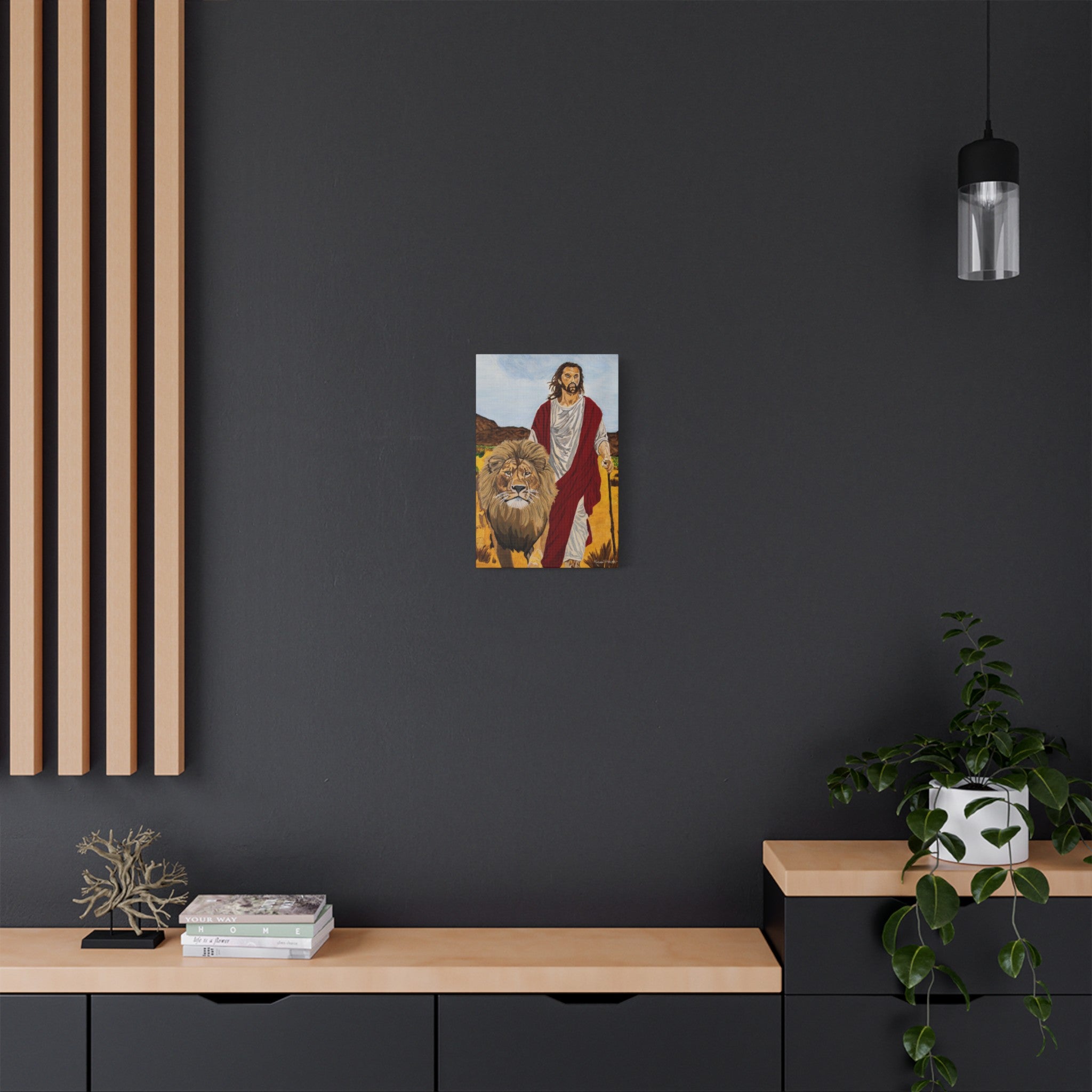 Jesus & The Lion | Satin Canvas, Stretched