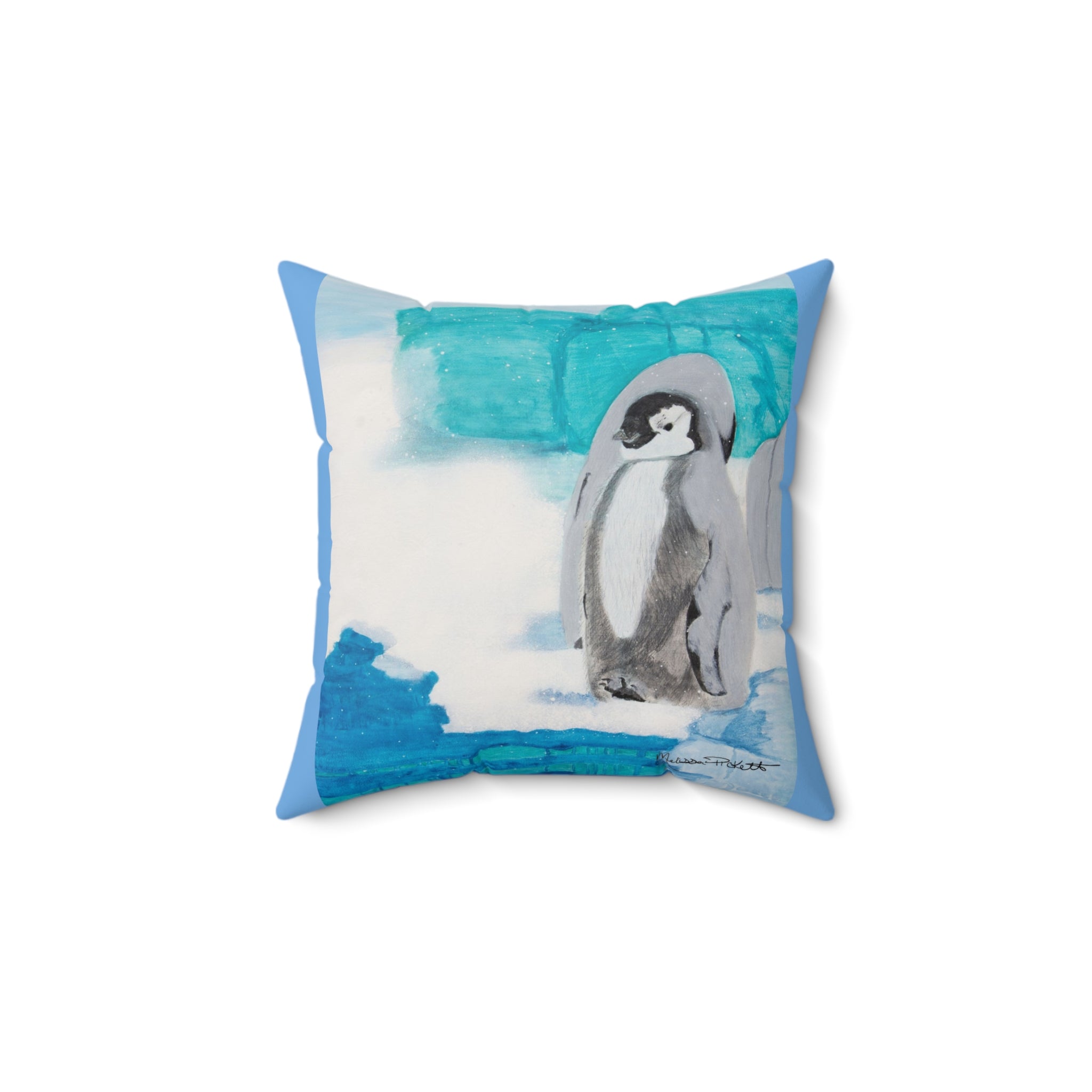 Happy Penguin Walking | Spun Polyester Square Pillow