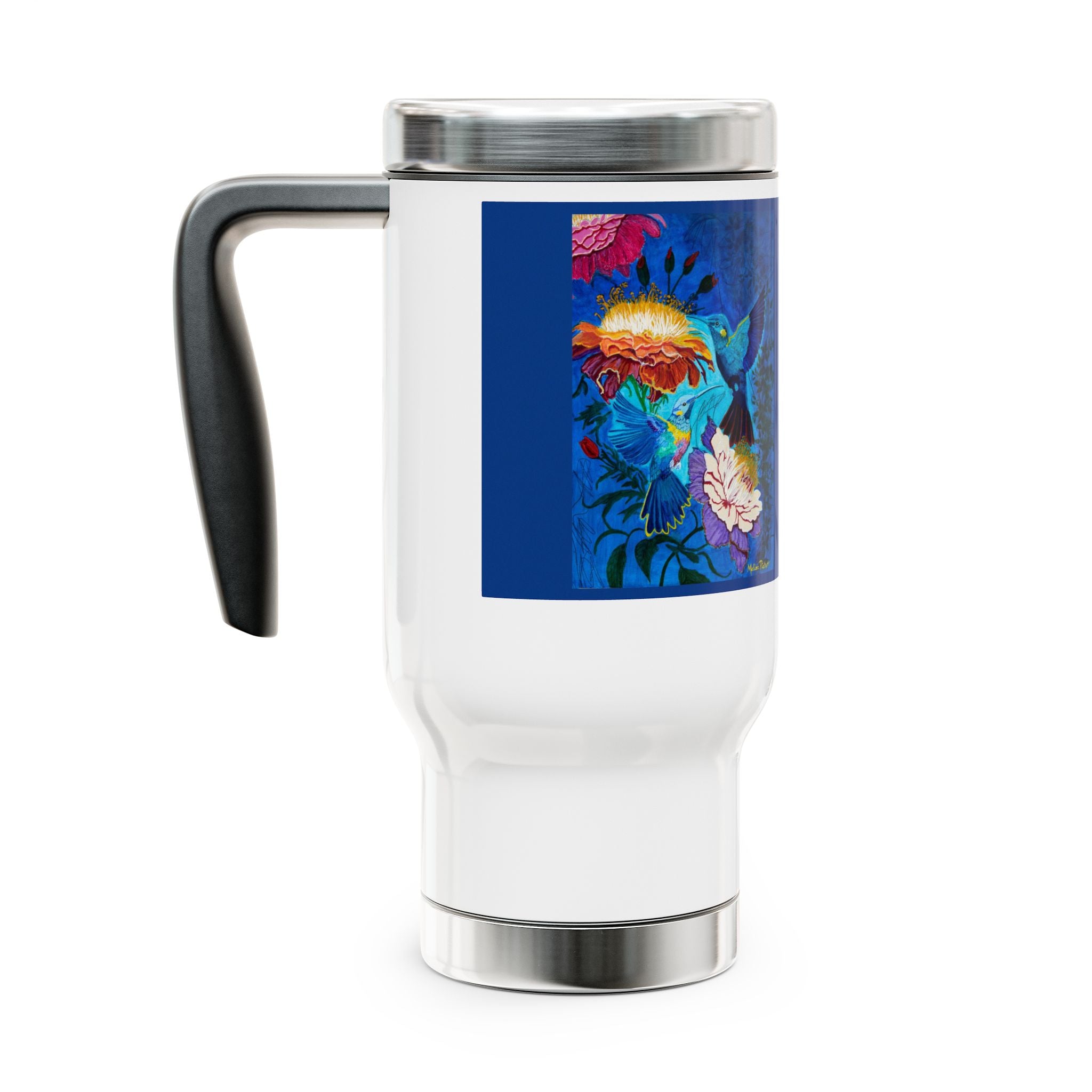 Pair of Hummingbirds | Stainless Steel Travel Mug with Handle, 14oz