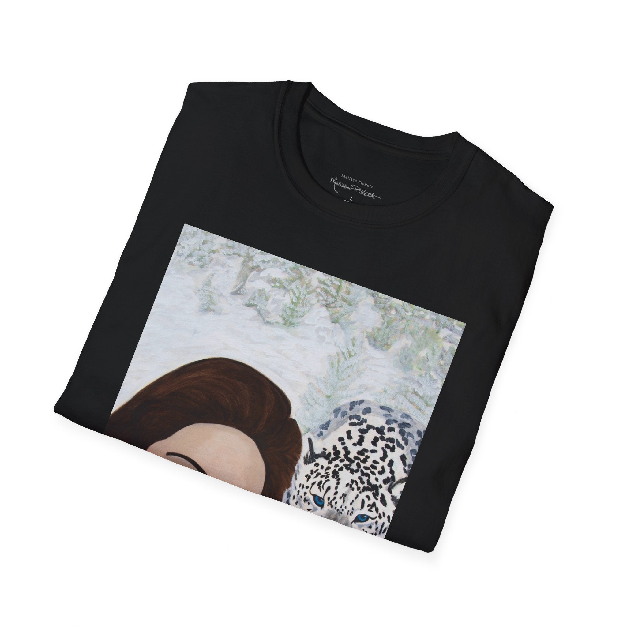 Woman & Snow Leopard | Unisex Softstyle T-Shirt