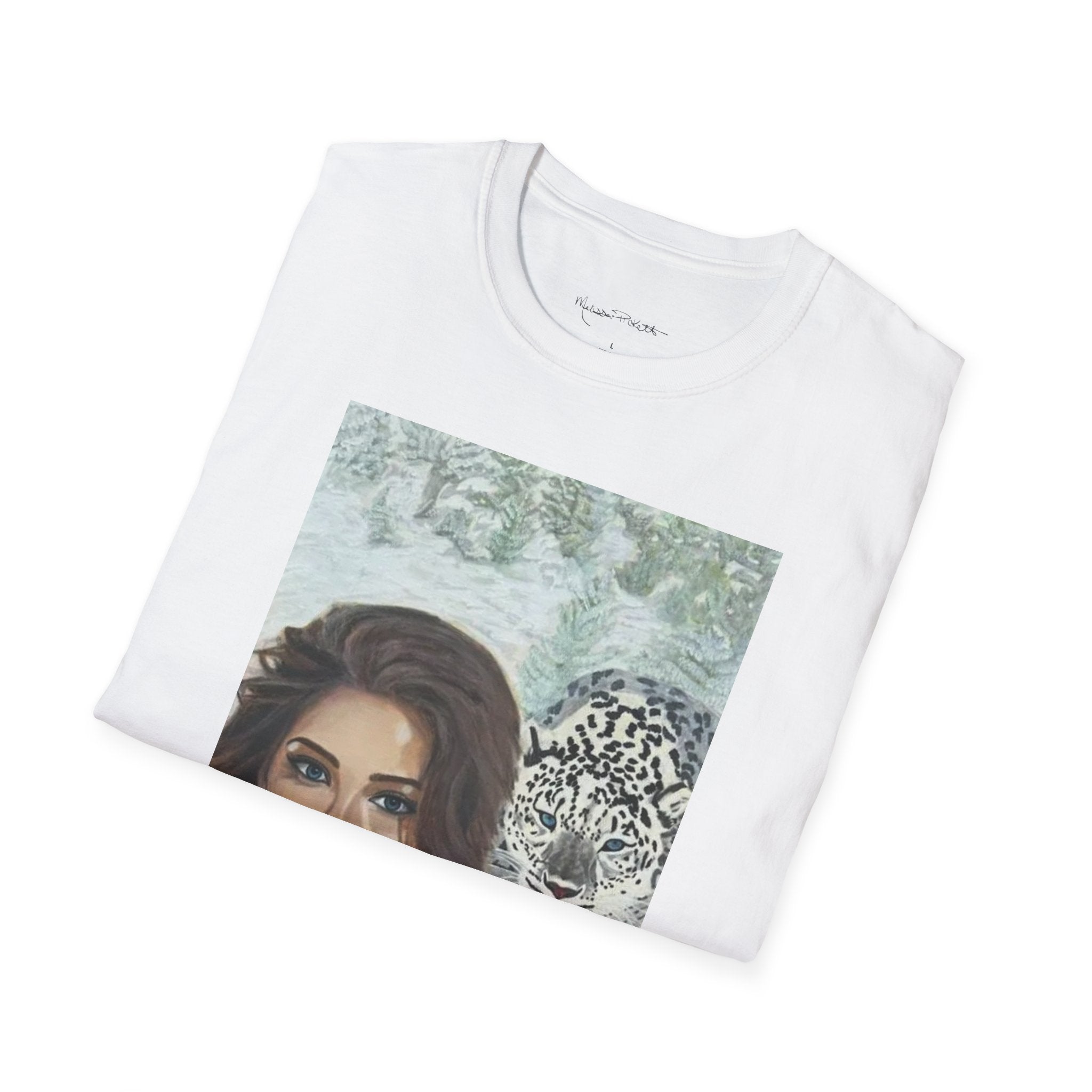 Woman & Snow Leopard | Unisex Softstyle T-Shirt