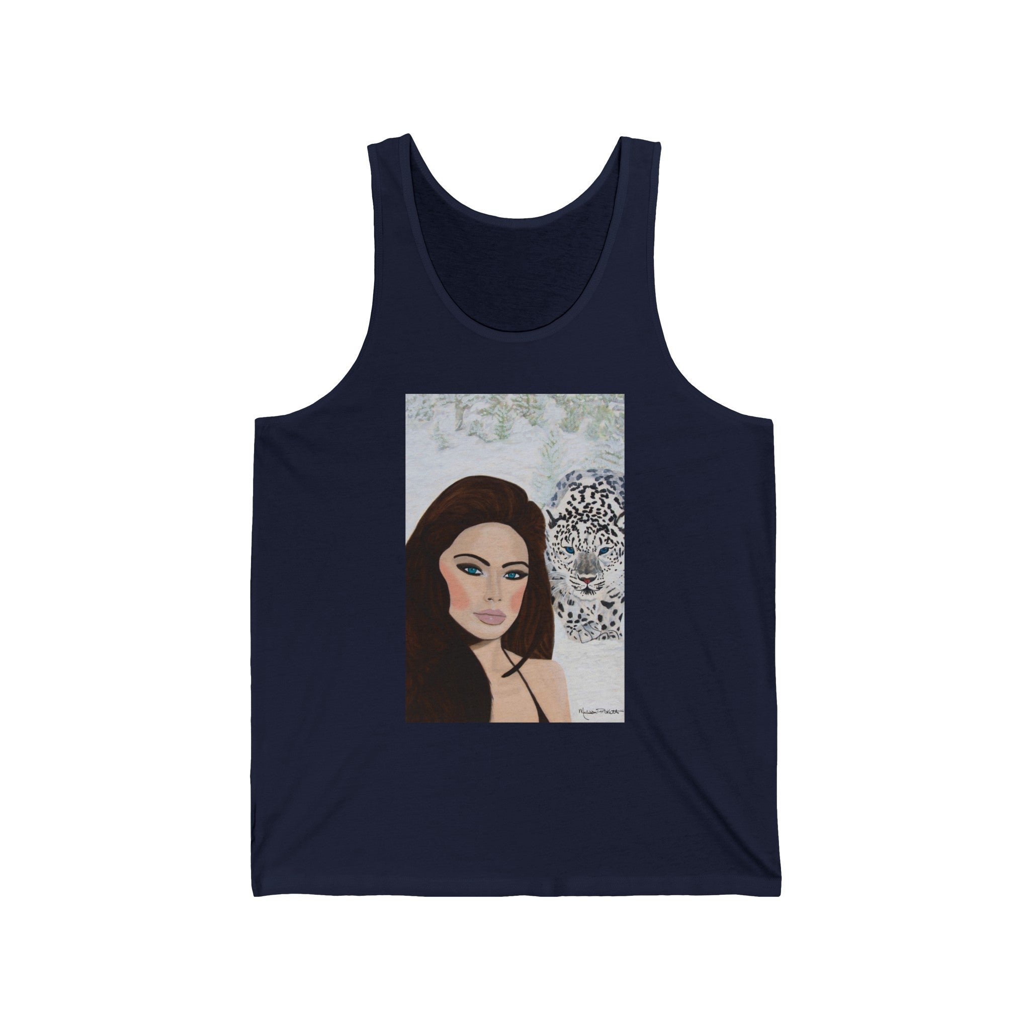 Woman & Snow Leopard | Unisex Jersey Tank