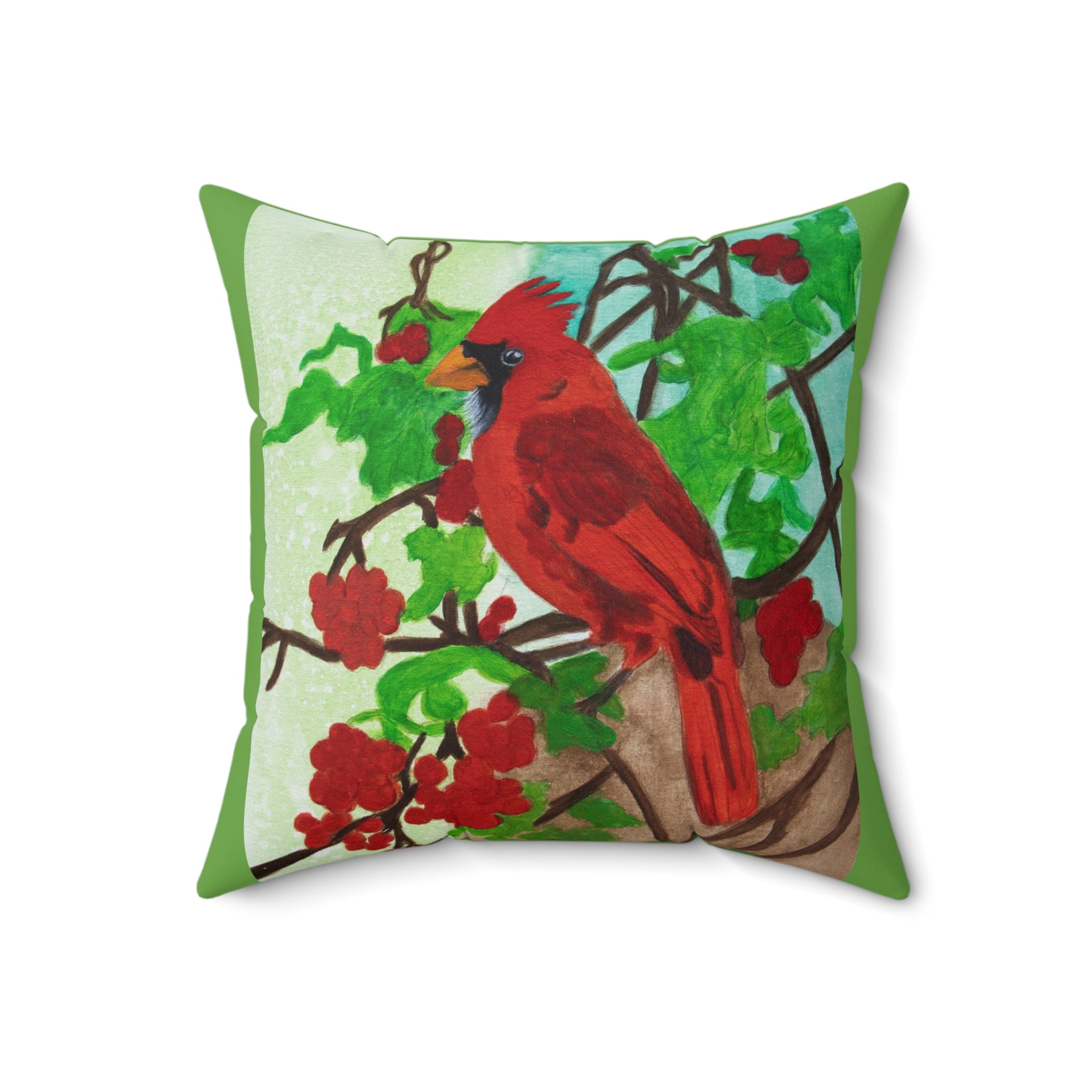 Cardinal (Green) | Spun Polyester Square Pillow