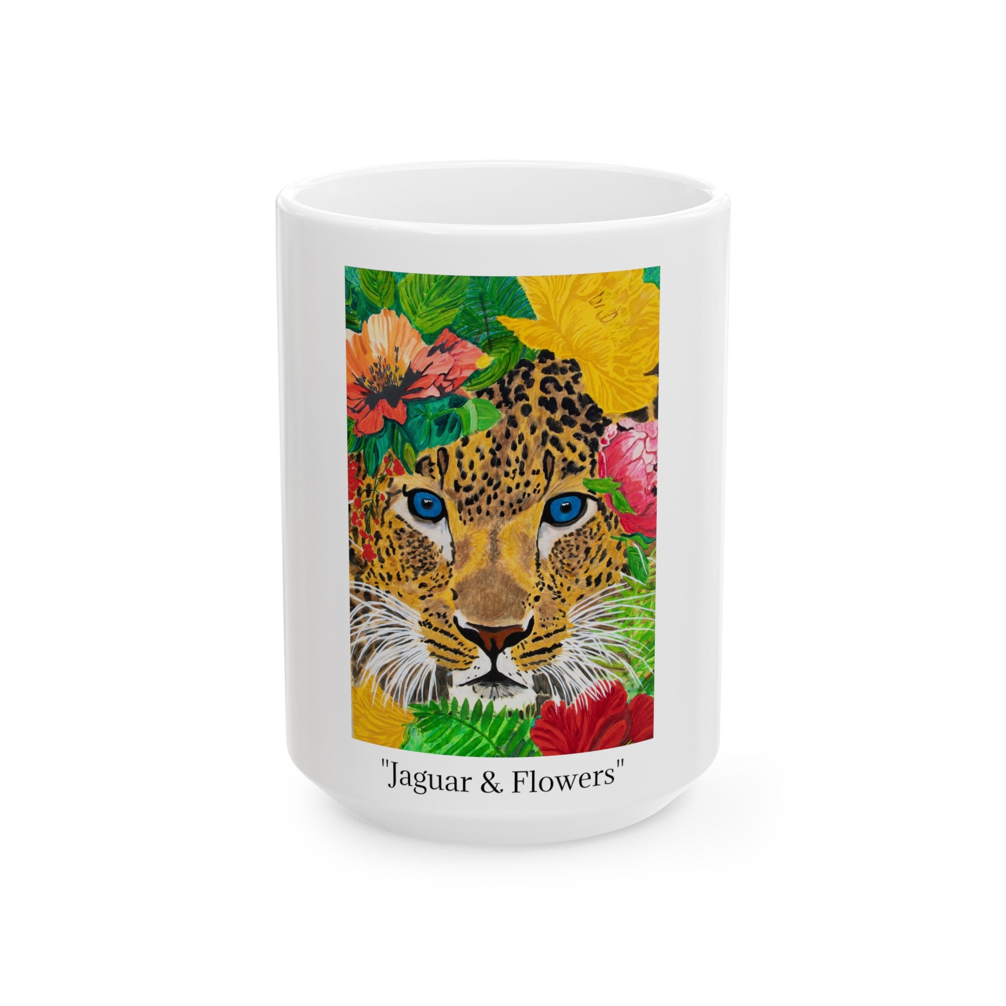 Jaguar & Flowers | Ceramic Mug, (11oz, 15oz)