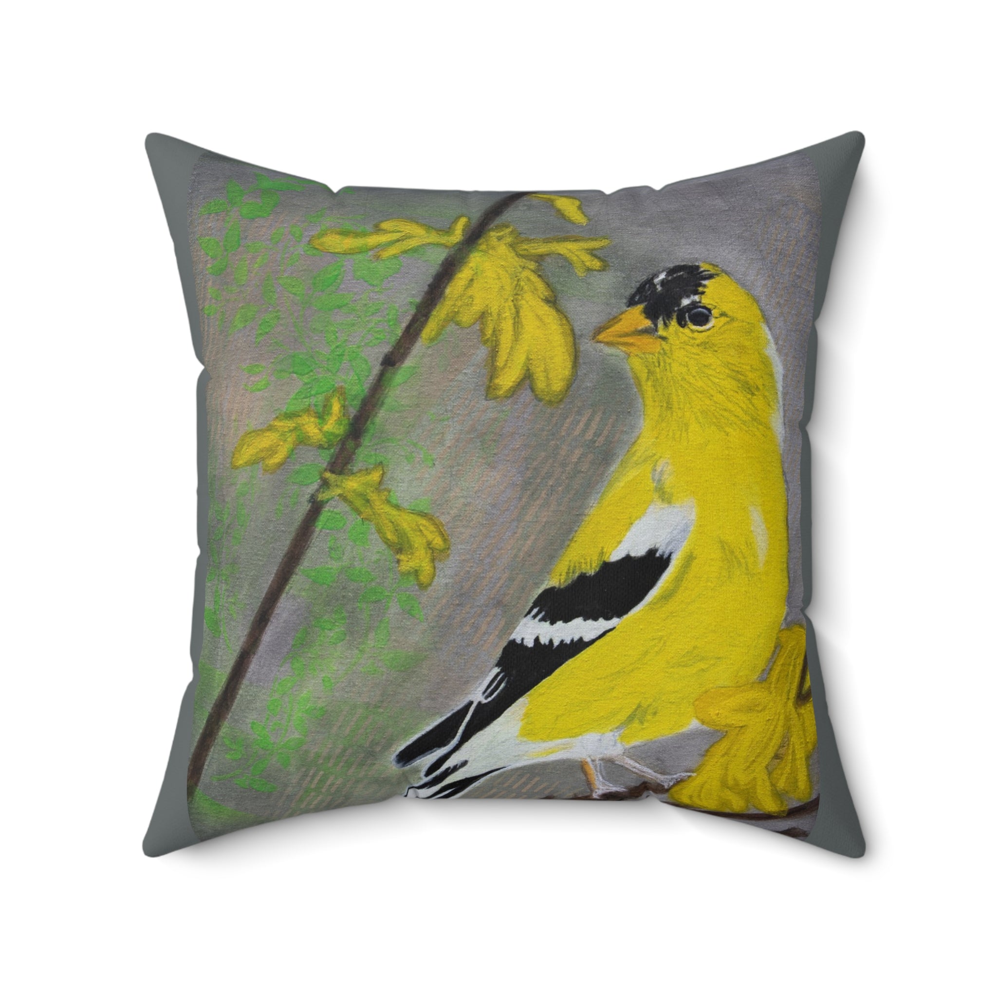 Yellow Finch | Spun Polyester Square Pillow