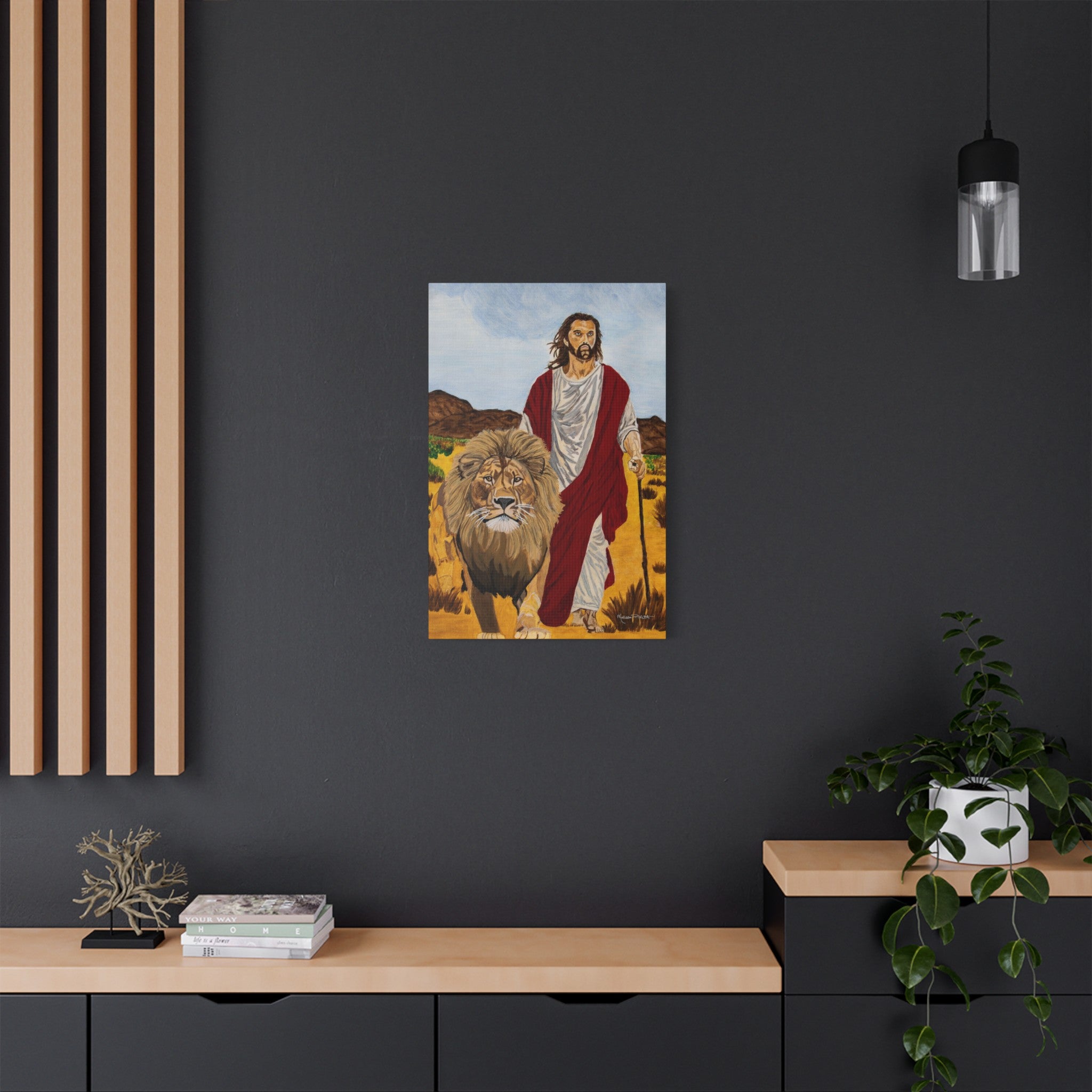 Jesus & The Lion | Satin Canvas, Stretched