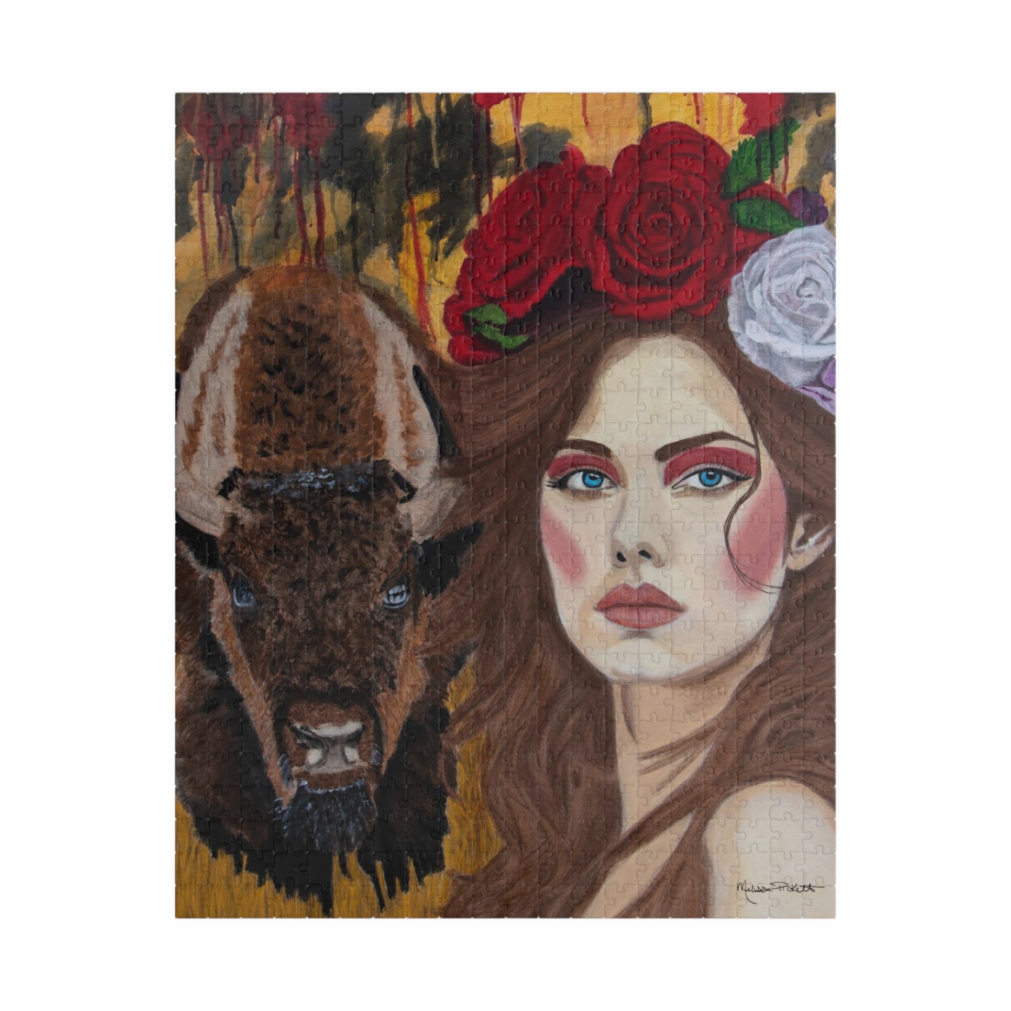 Woman & Bison | Puzzle (110, 252, 520, 1014-piece)