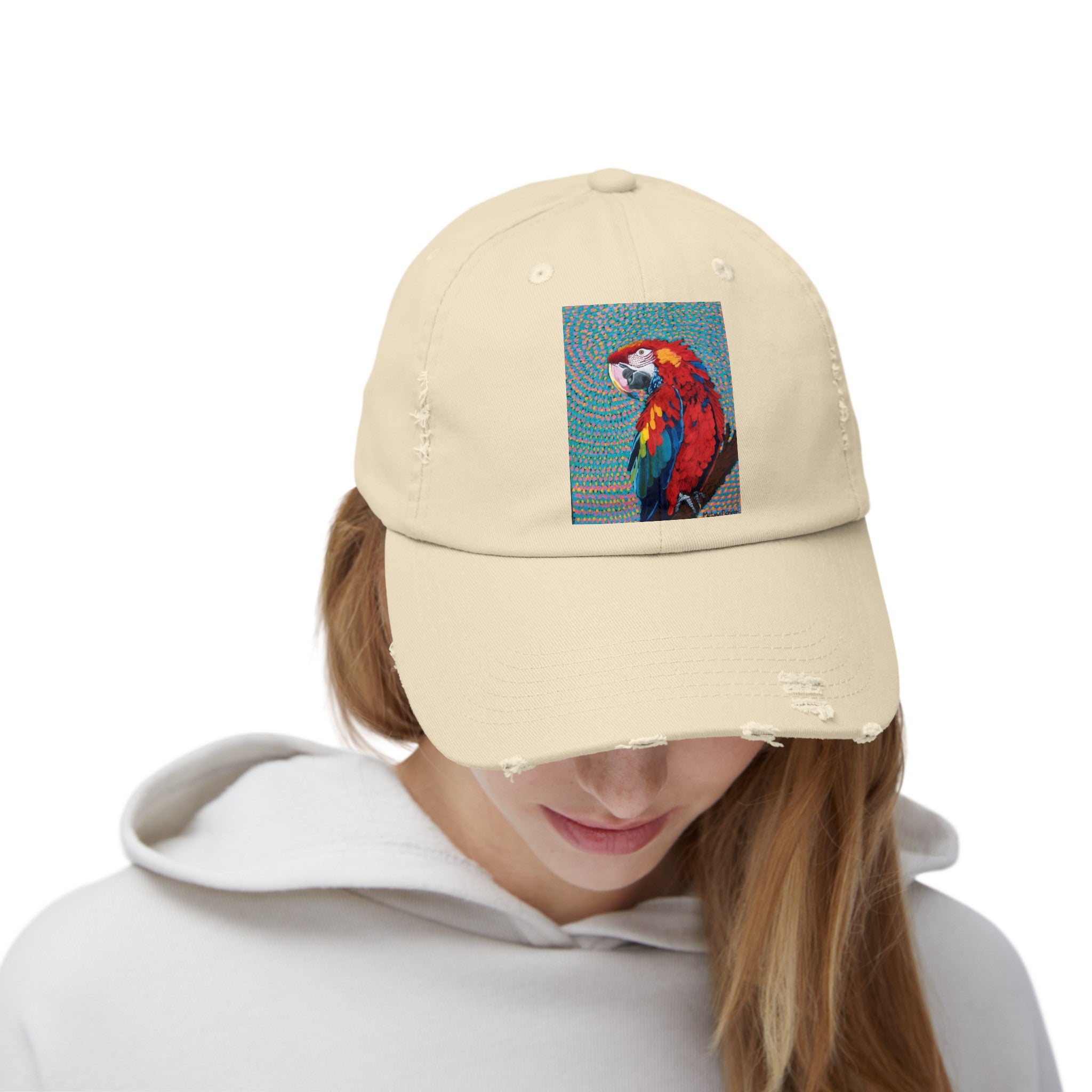 Scarlet Spiral/Directional Scarlet | Unisex Distressed Cap