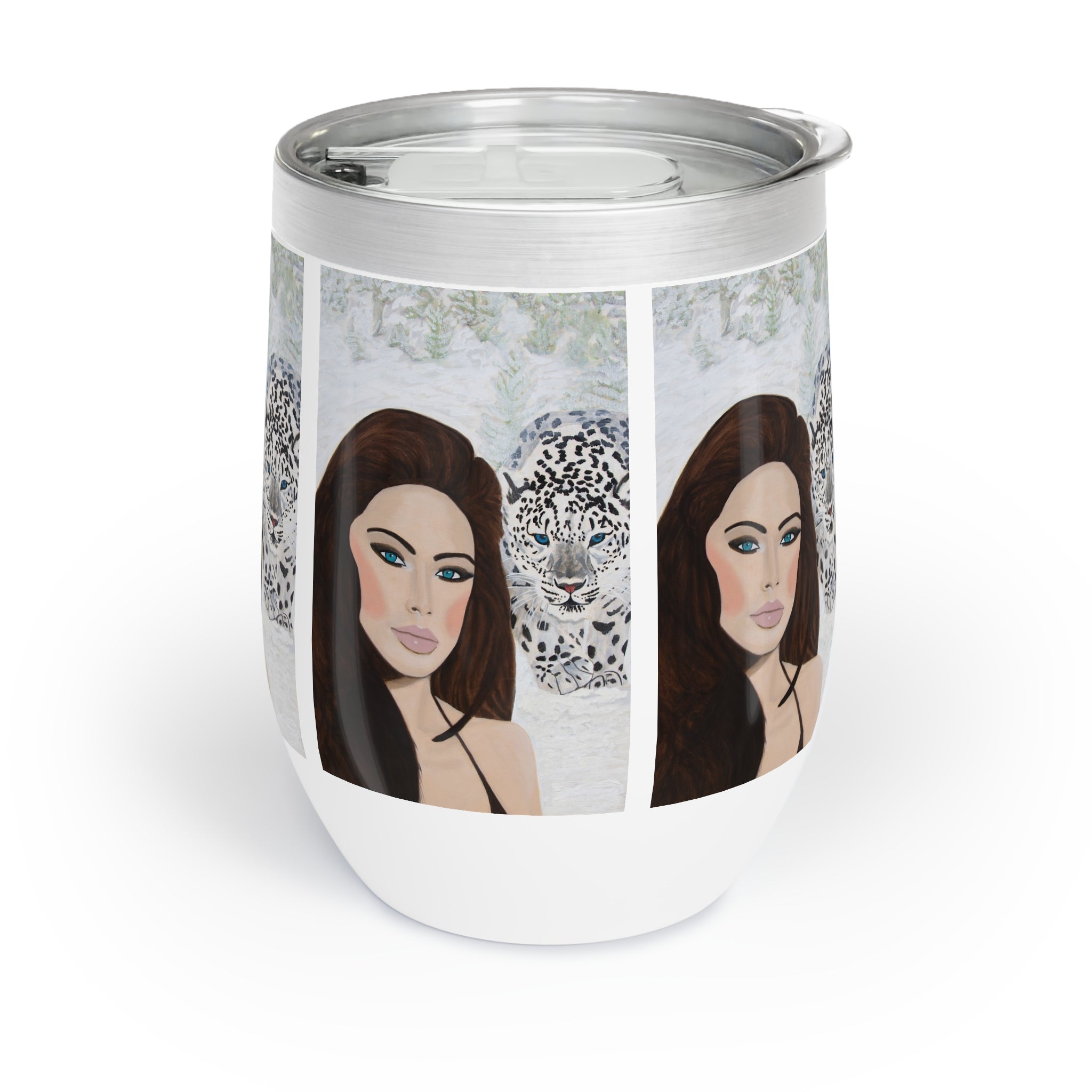 Woman & Snow Leopard | Chill Wine Tumbler