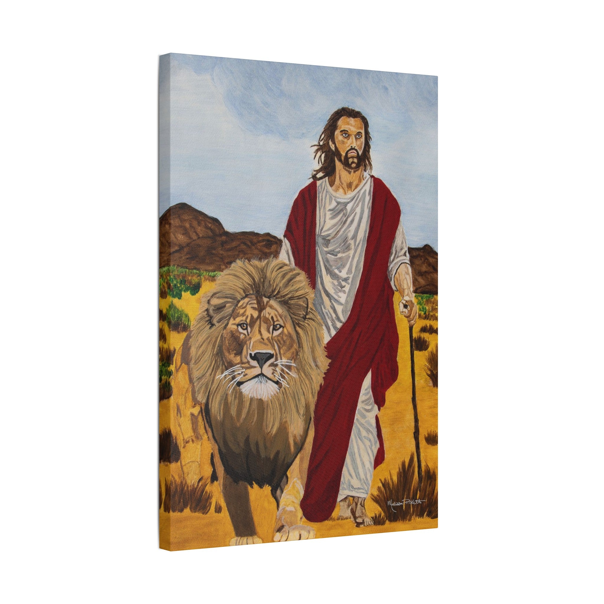 Jesus & The Lion | Satin Canvas, Stretched