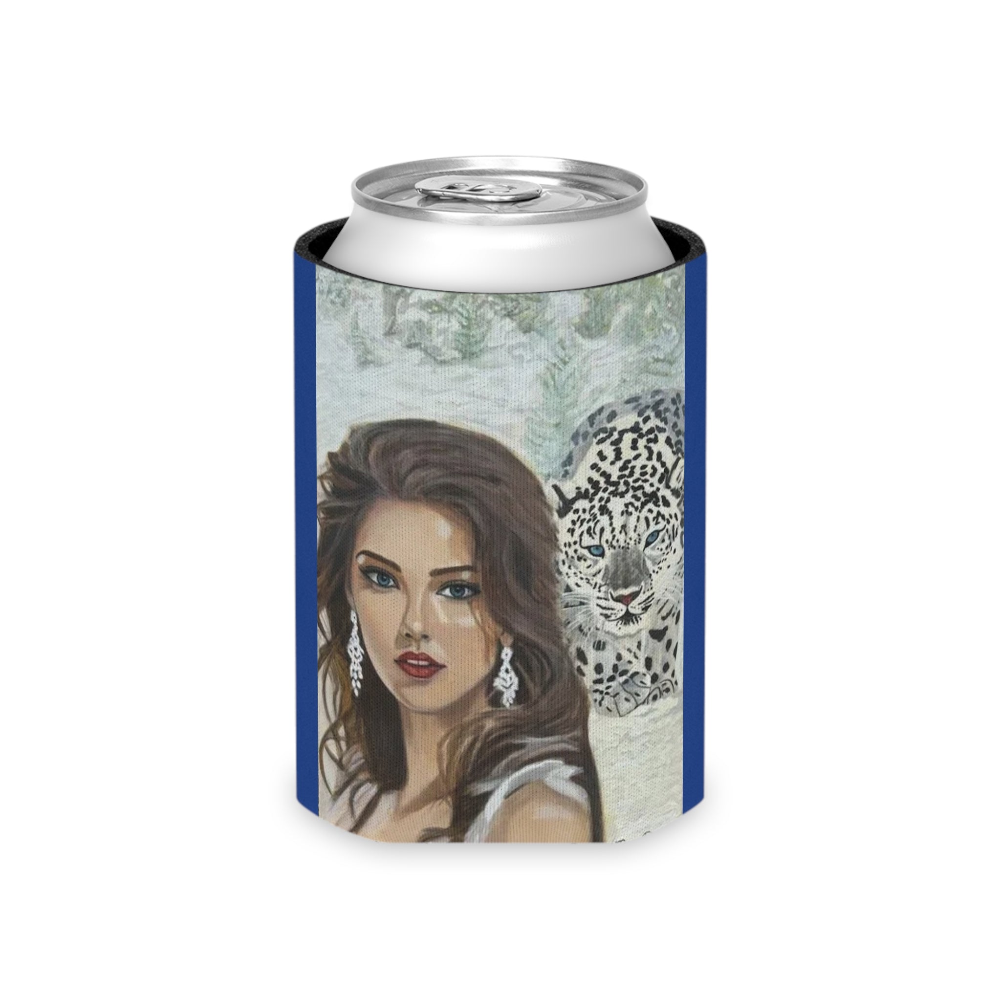 Woman & Snow Leopard | Can Cooler