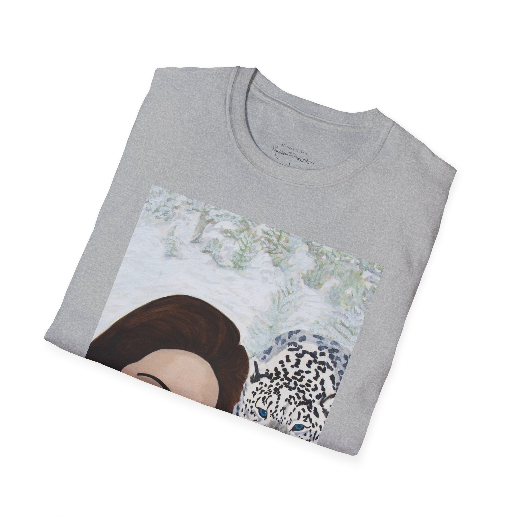 Woman & Snow Leopard | Unisex Softstyle T-Shirt