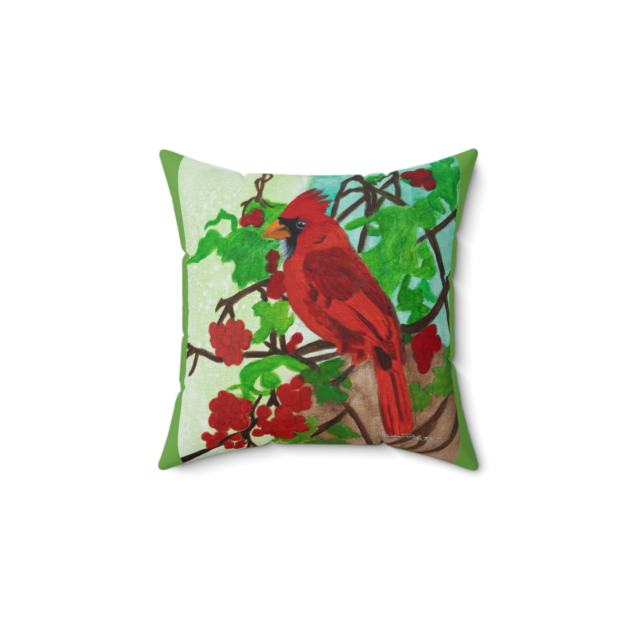 Cardinal (Green) | Spun Polyester Square Pillow