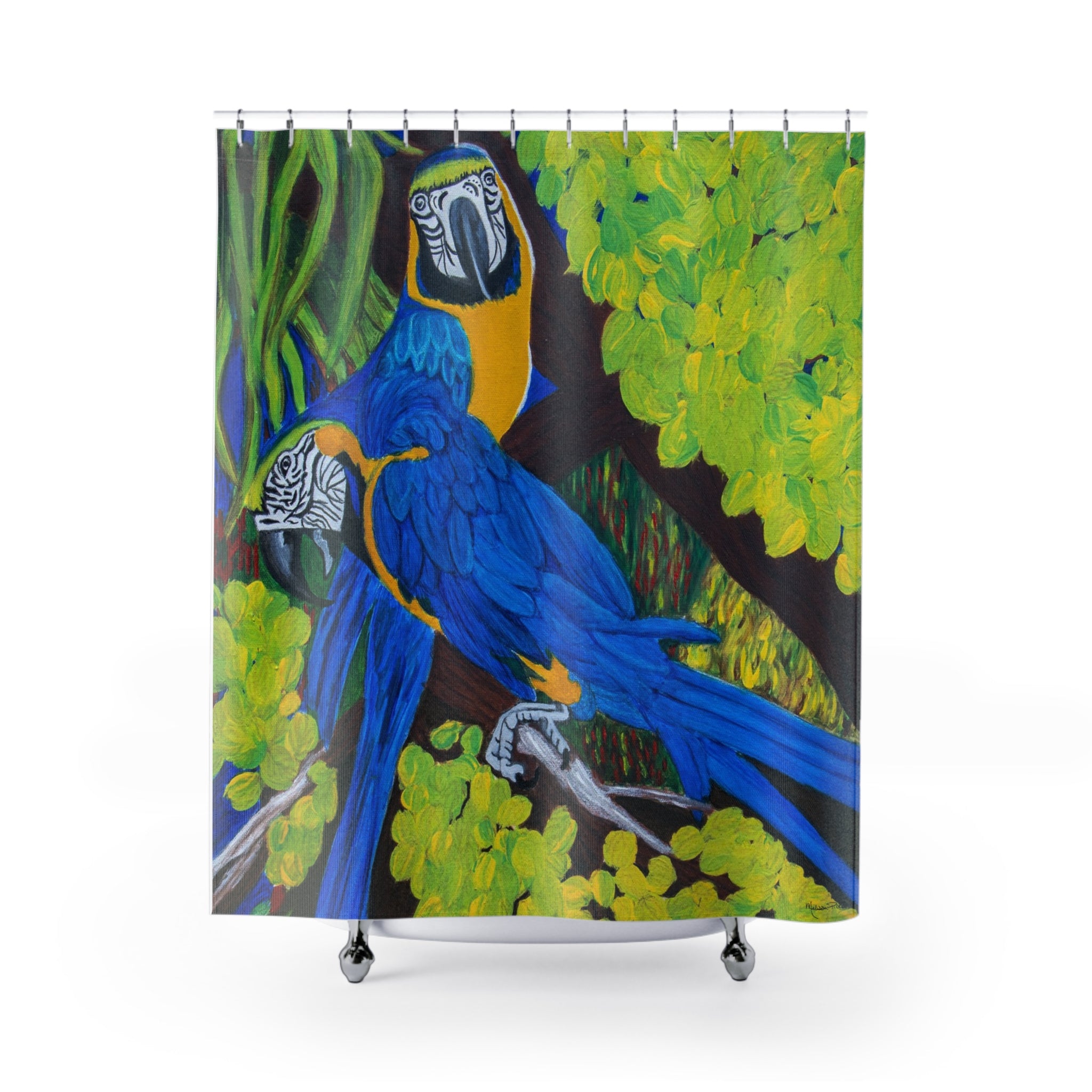 Two Blue & Gold Macaws | Shower Curtains