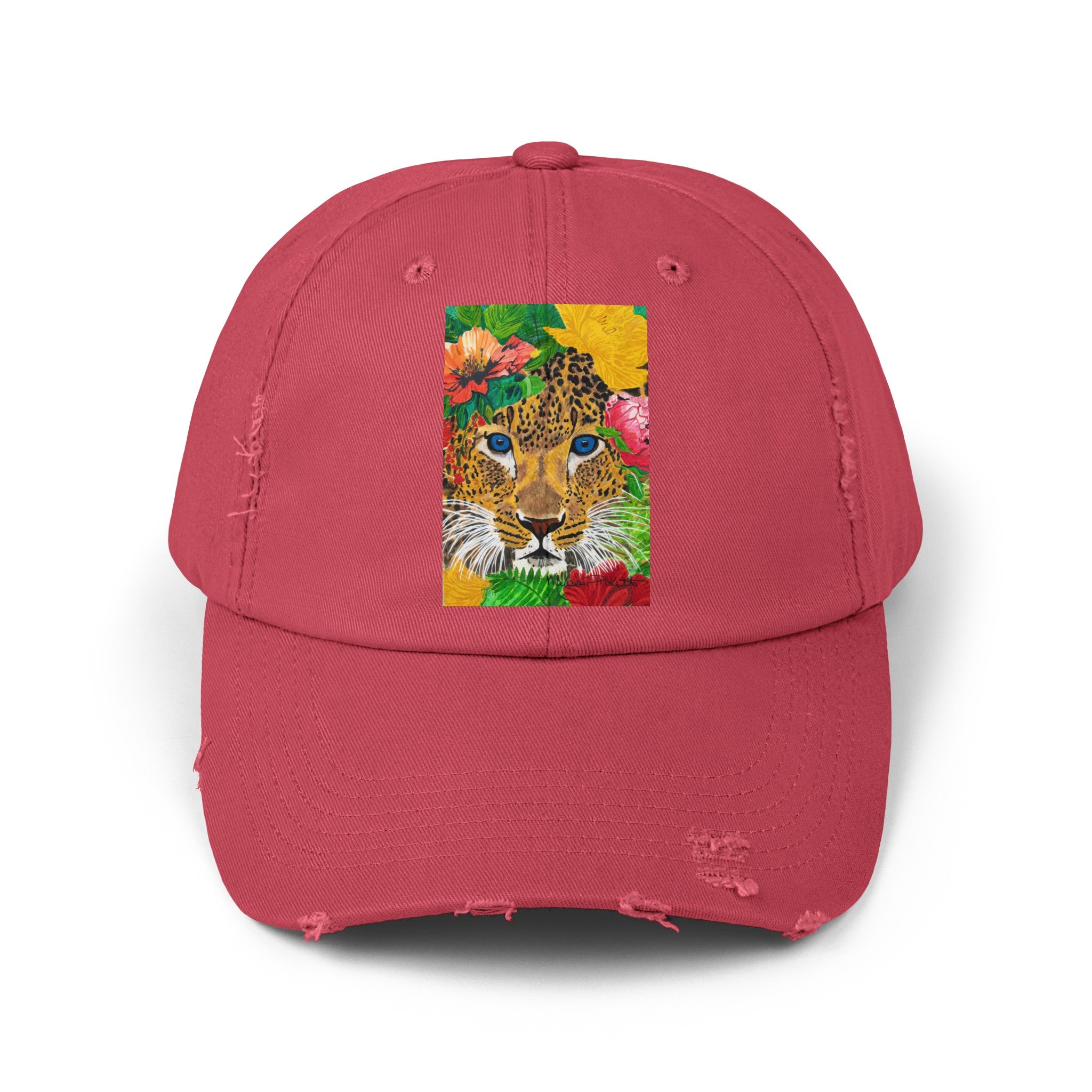 Jaguar & Flowers | Unisex Distressed Cap