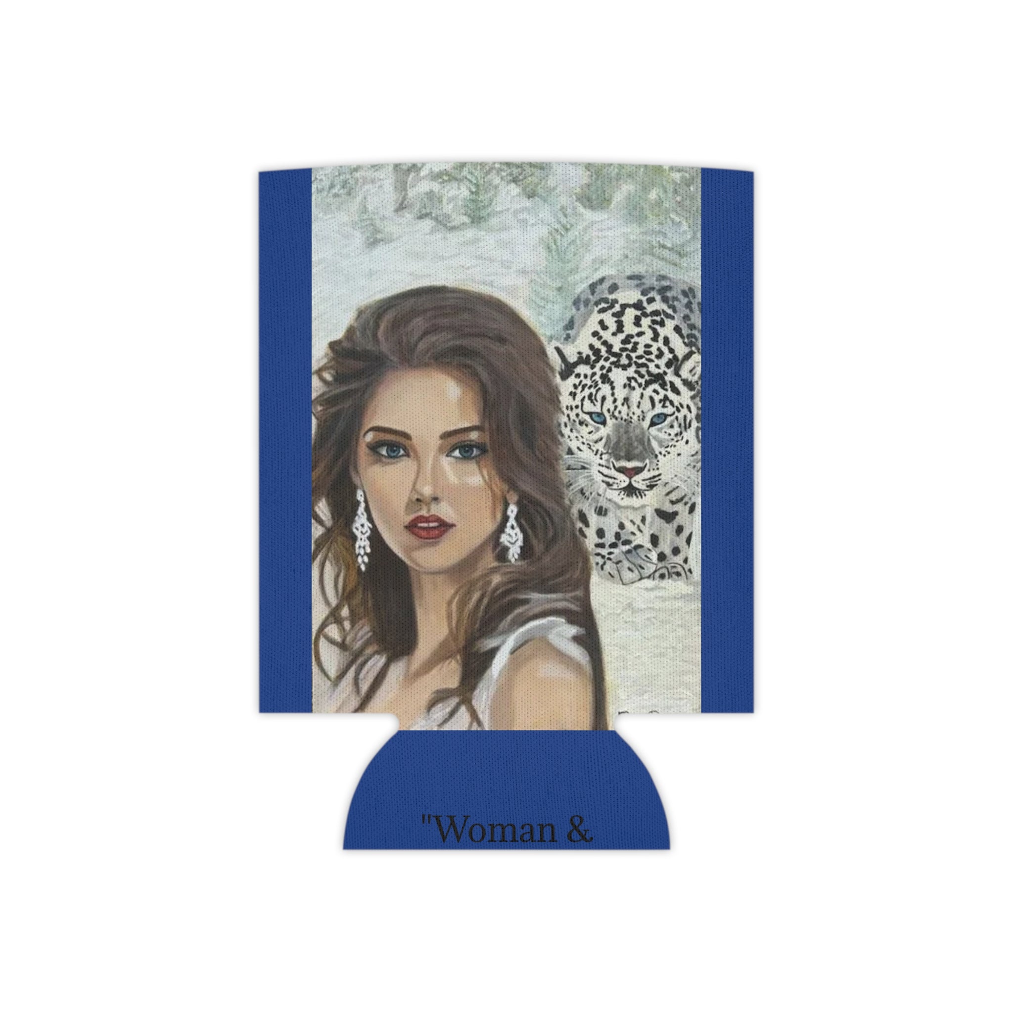 Woman & Snow Leopard | Can Cooler