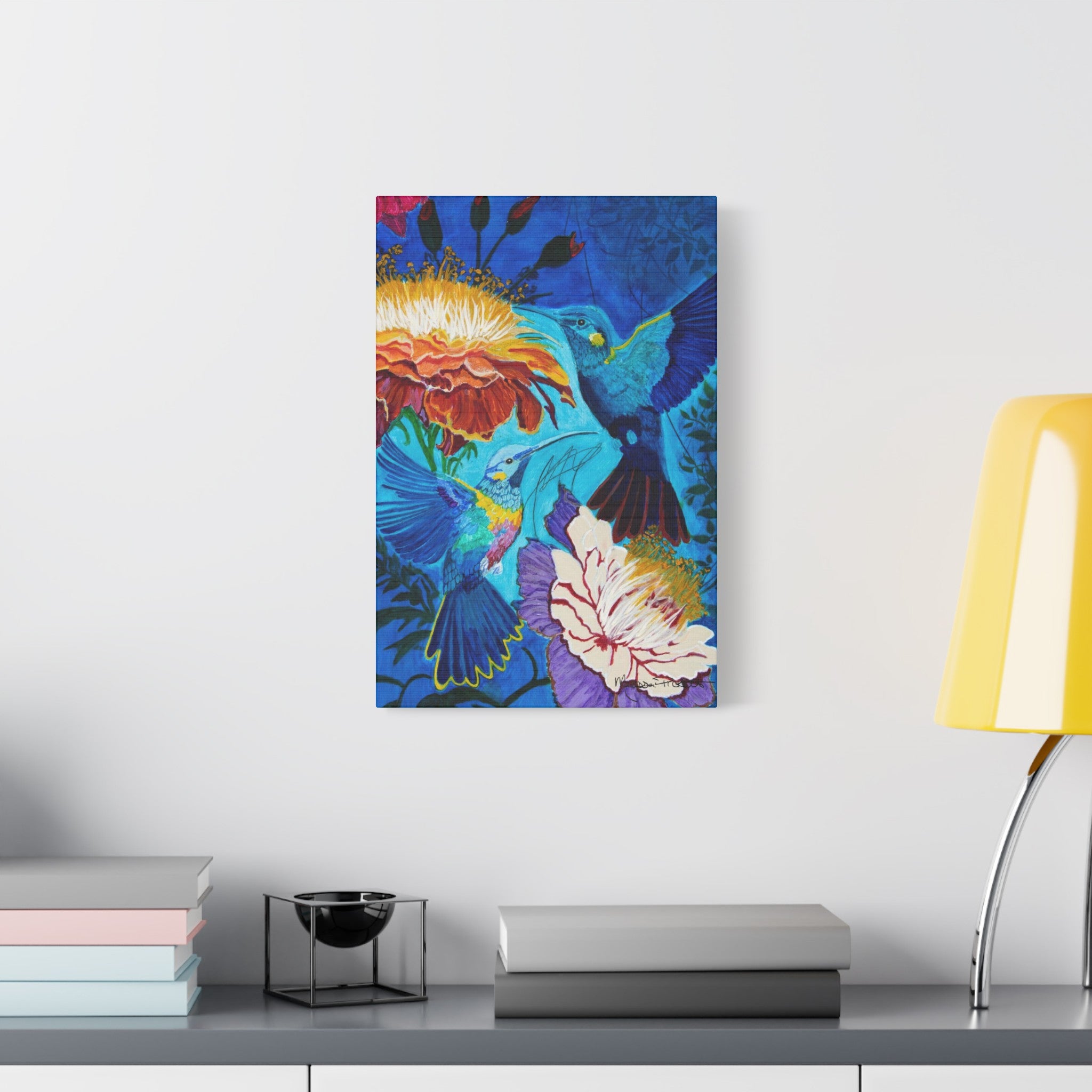 Pair of Hummingbirds | Satin Canvas, Stretched