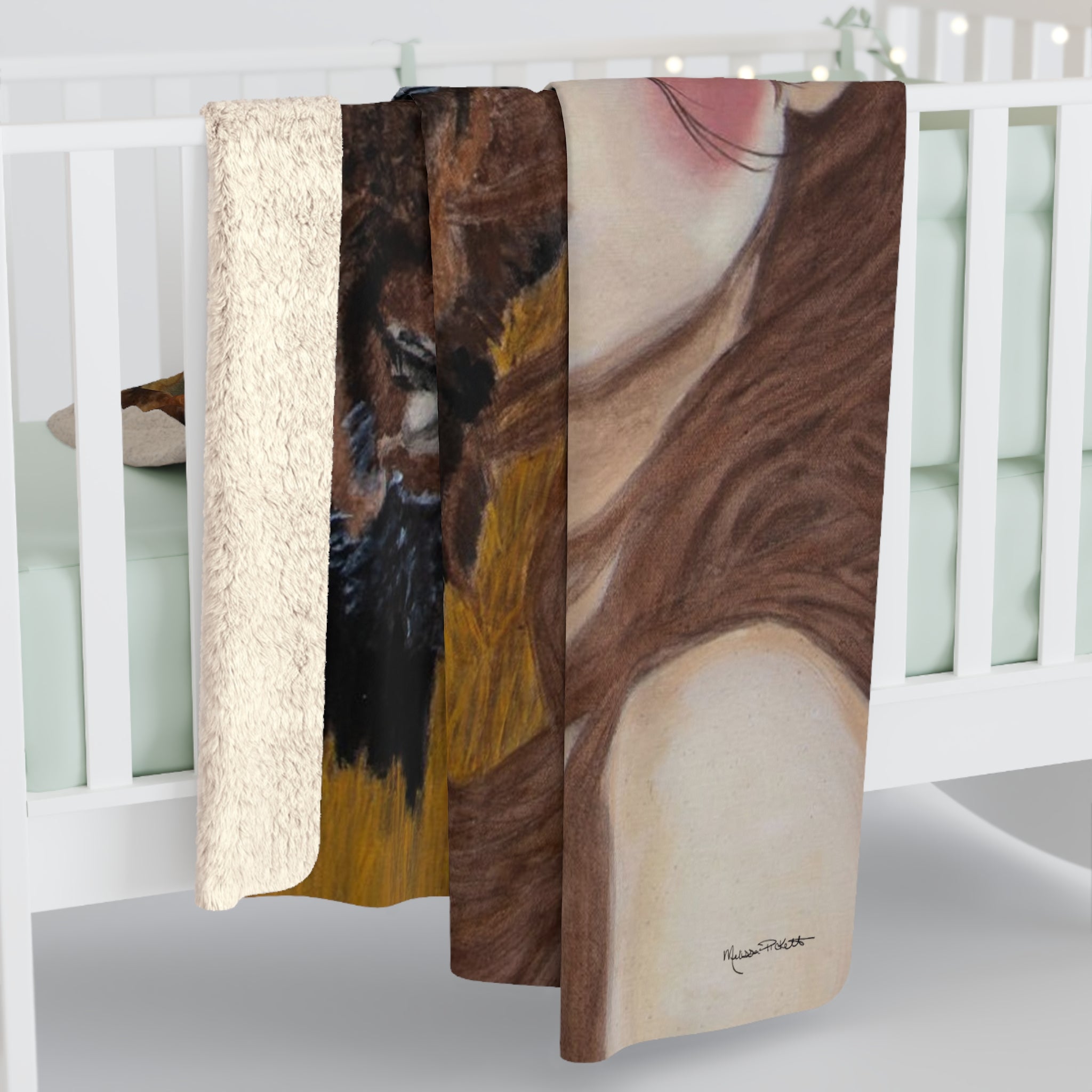 Woman & Bison | Sherpa Fleece Blanket