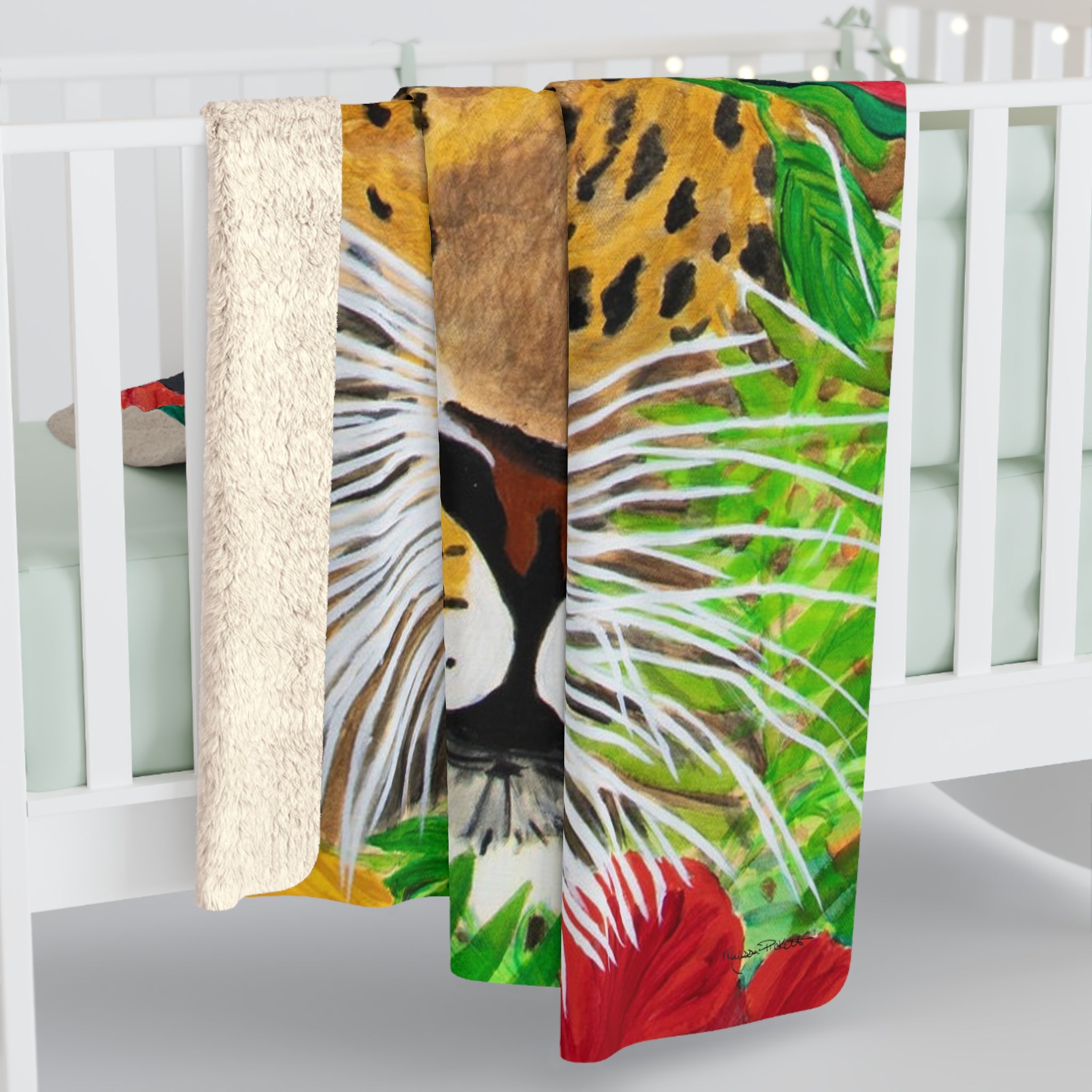 Jaguar & Flowers | Sherpa Fleece Blanket