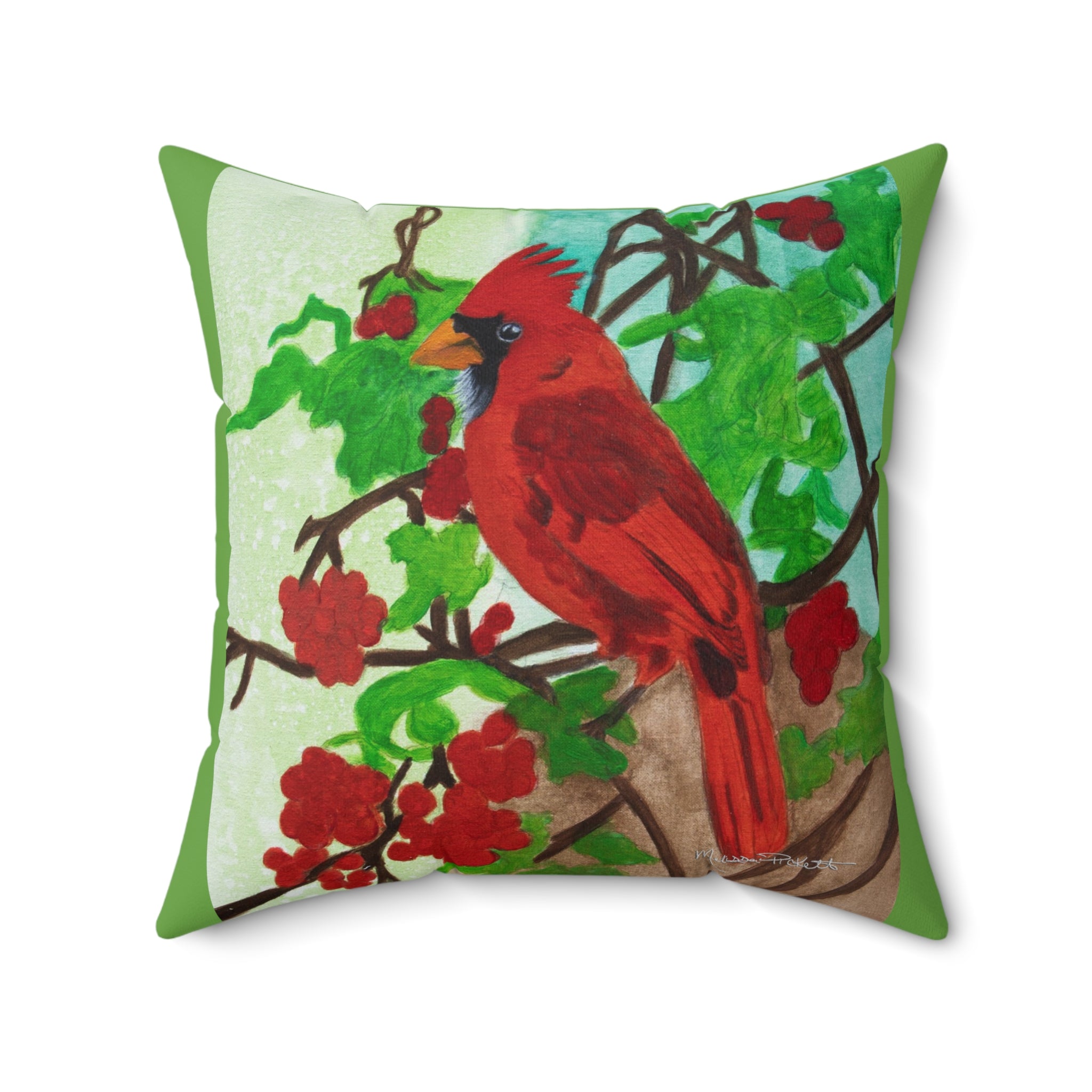 Cardinal (Green) | Spun Polyester Square Pillow