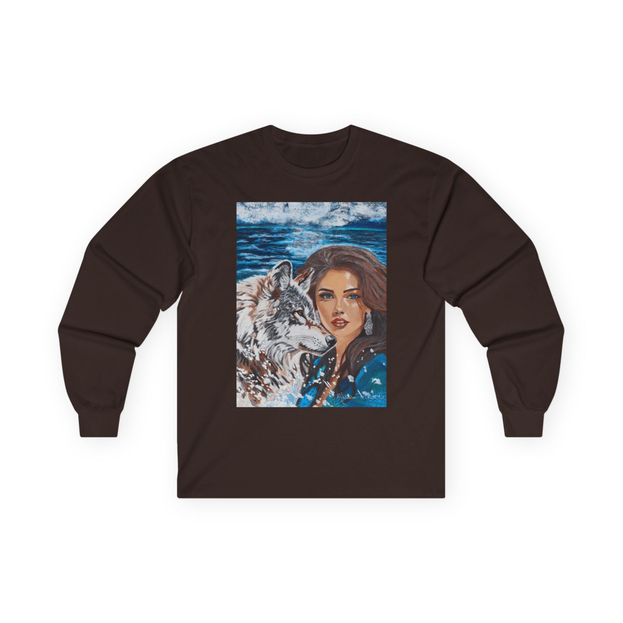 Moonlit Woman & Wolf | Unisex Ultra Cotton Long Sleeve Tee