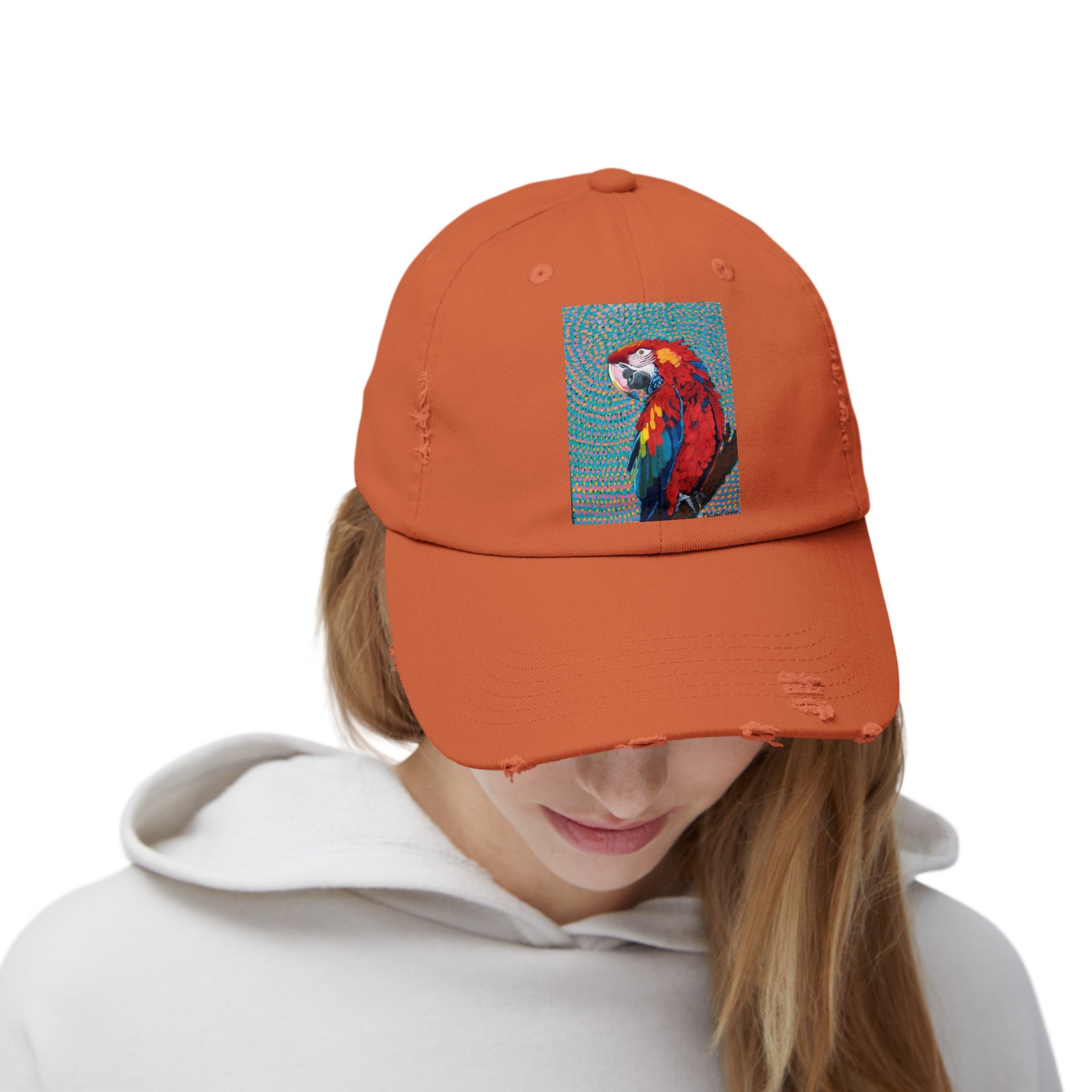 Scarlet Spiral/Directional Scarlet | Unisex Distressed Cap