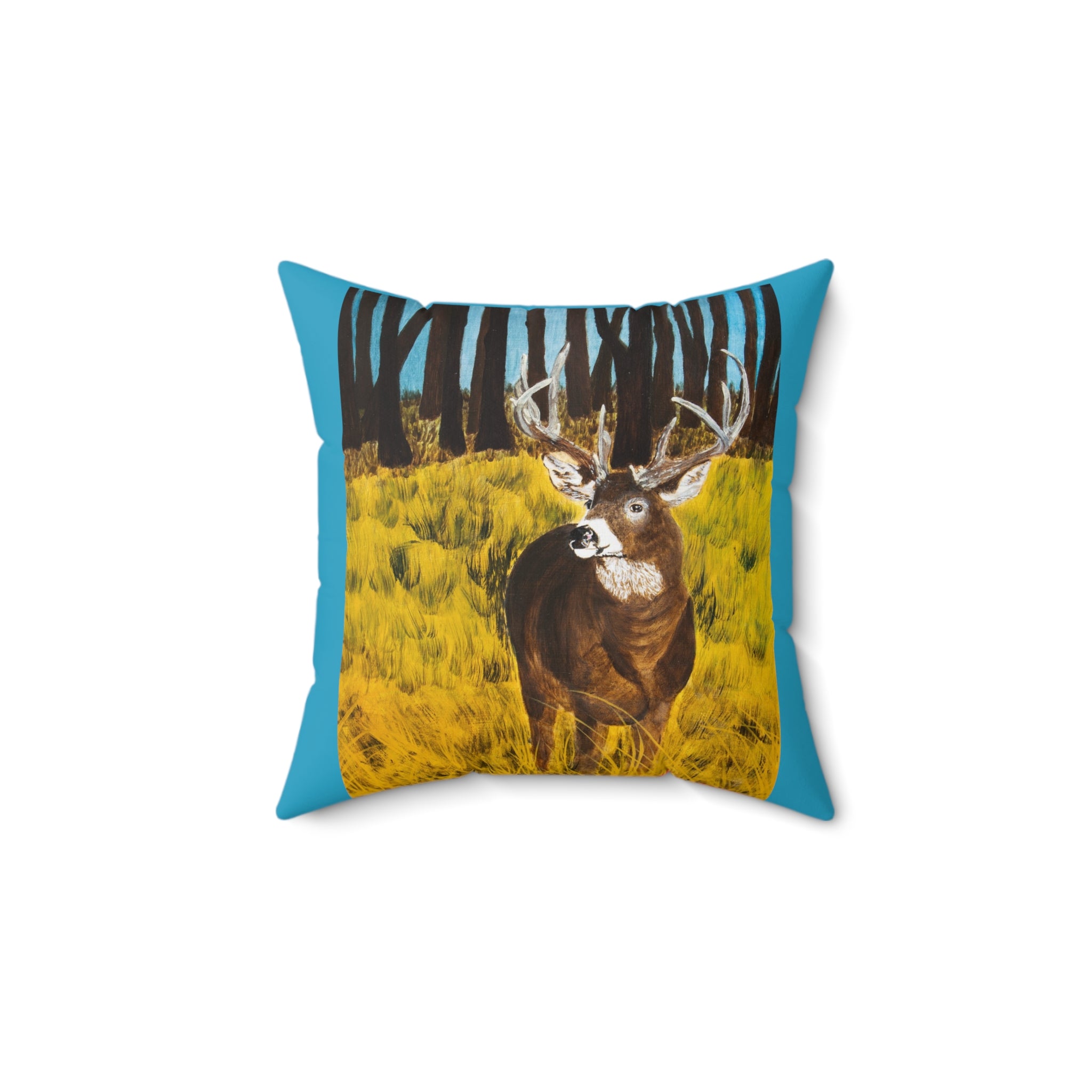 Deer in Clearing | Spun Polyester Square Pillow