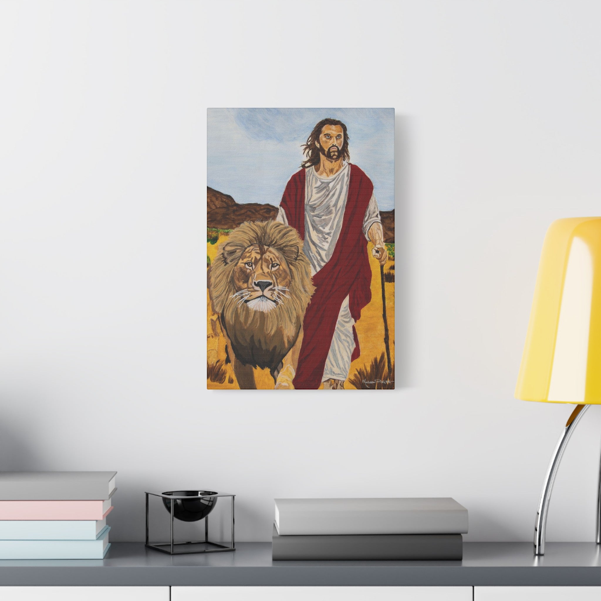 Jesus & The Lion | Satin Canvas, Stretched