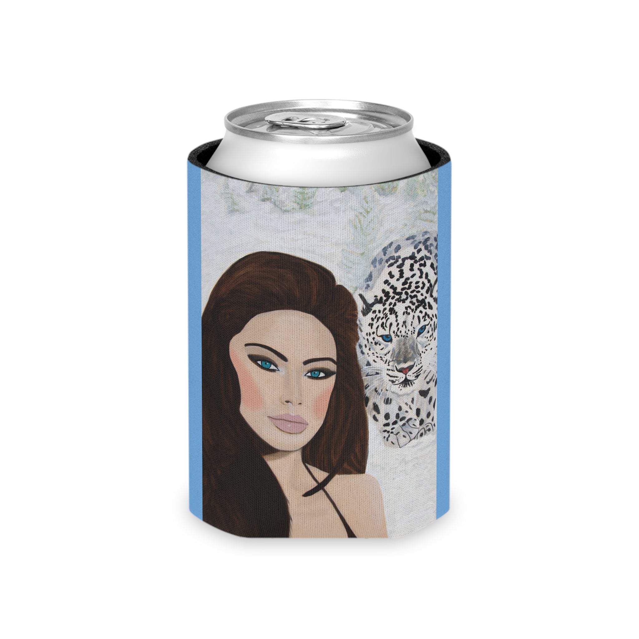 Woman & Snow Leopard | Can Cooler