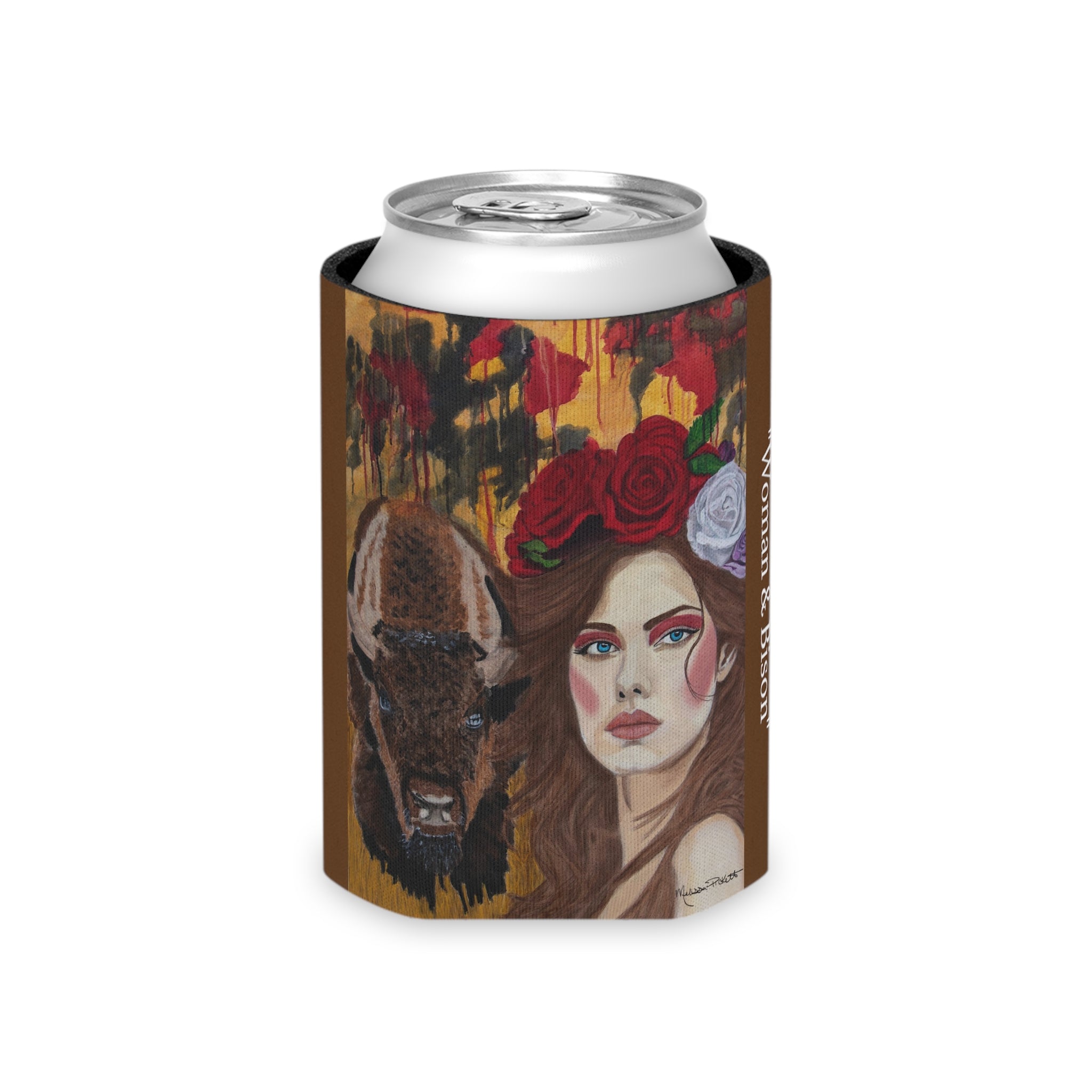 Woman & Bison | Can Cooler