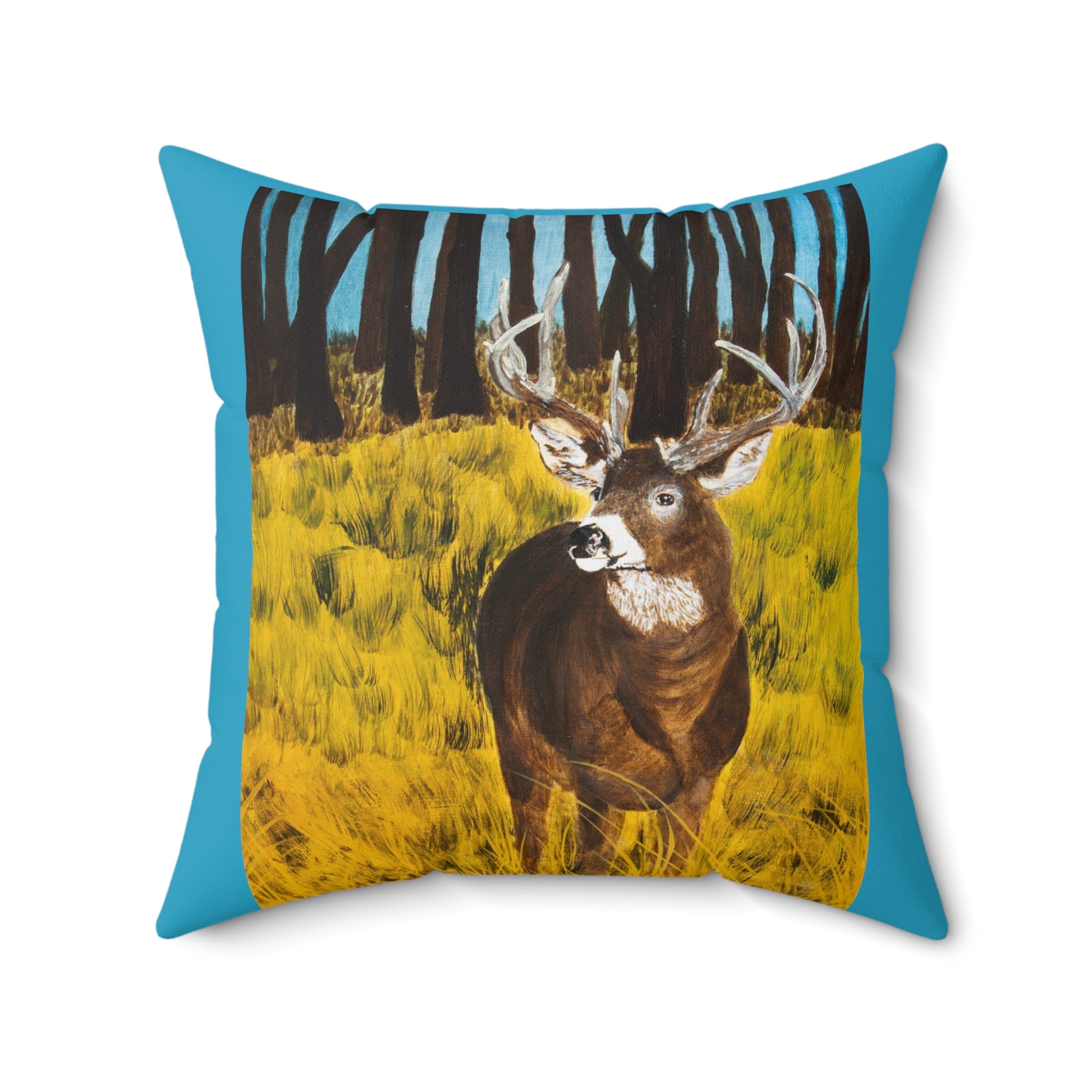 Deer in Clearing | Spun Polyester Square Pillow