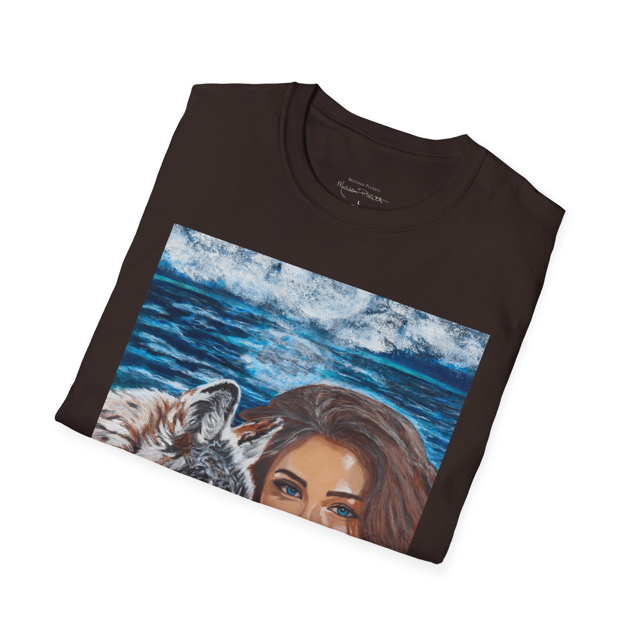Moonlit Woman & Wolf | Unisex Softstyle T-Shirt