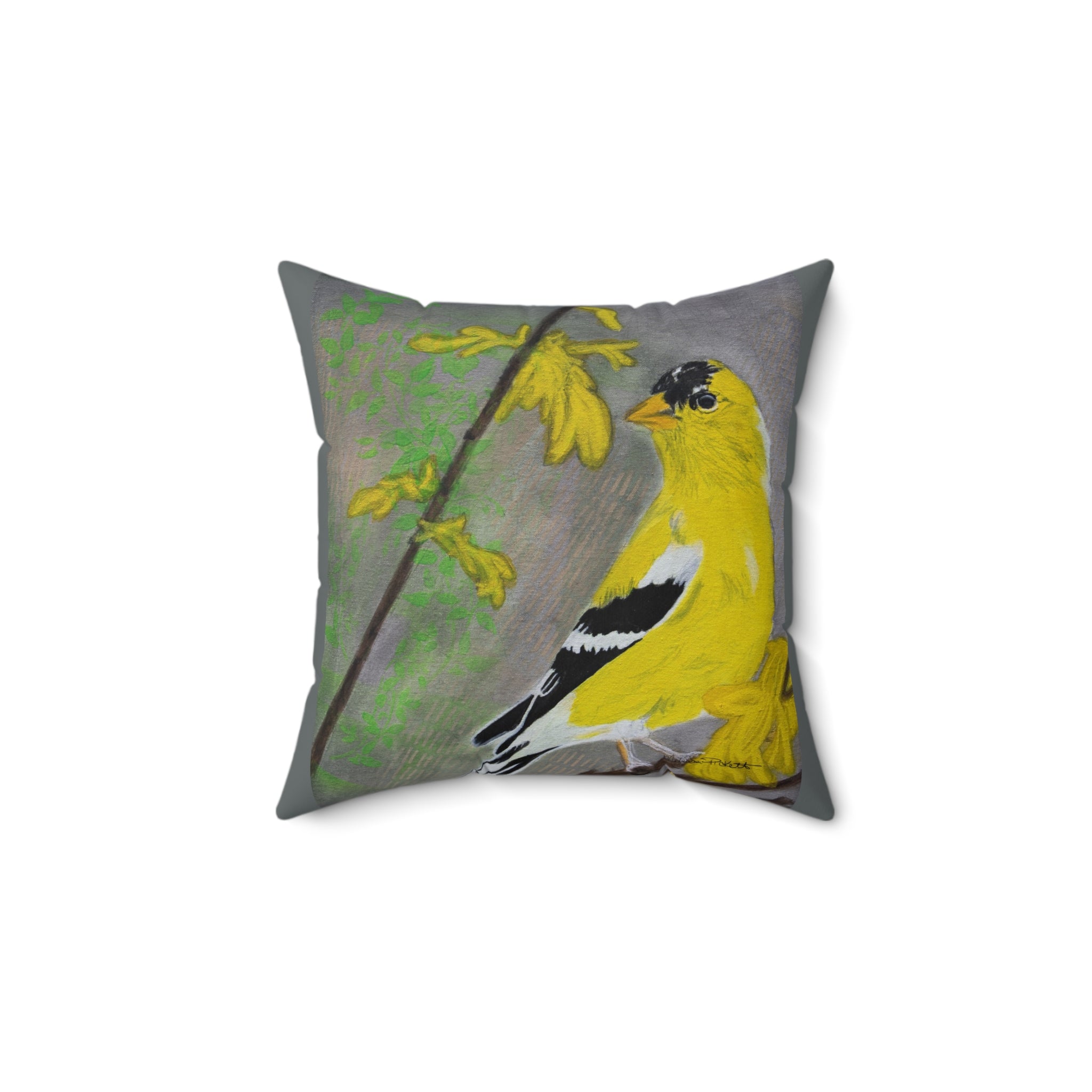 Yellow Finch | Spun Polyester Square Pillow