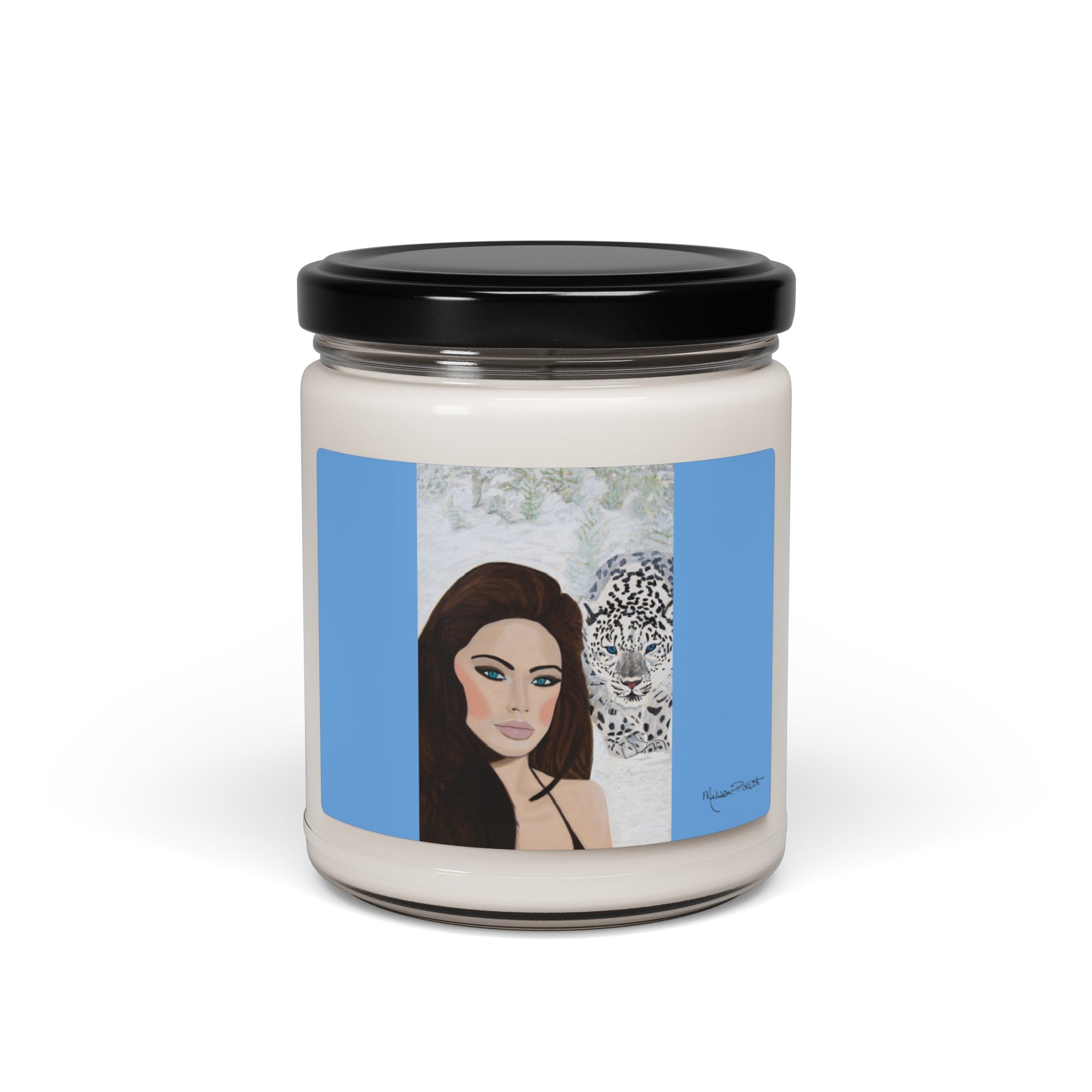 Woman & Snow Leopard | Scented Soy Candle, 9oz