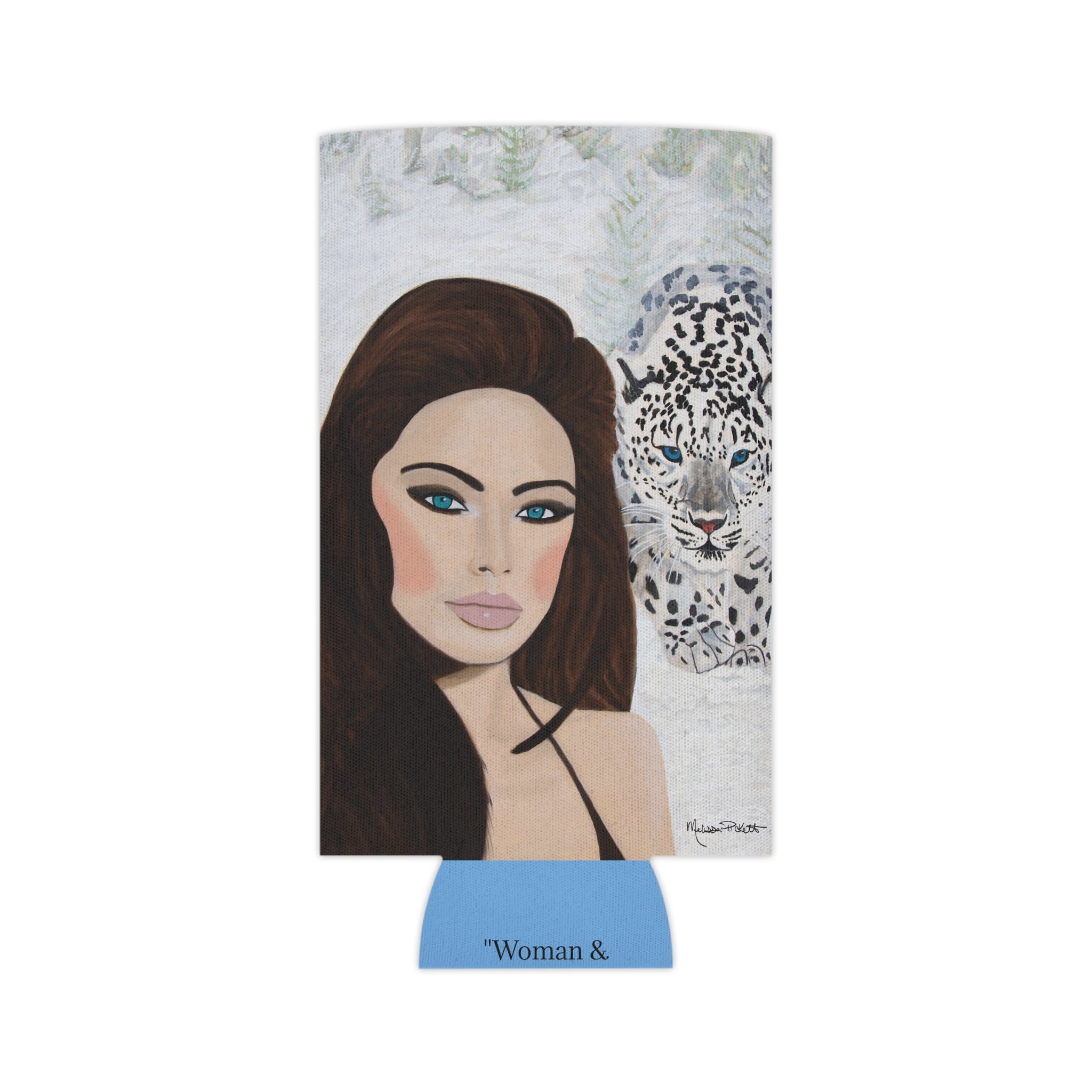 Woman & Snow Leopard | Can Cooler