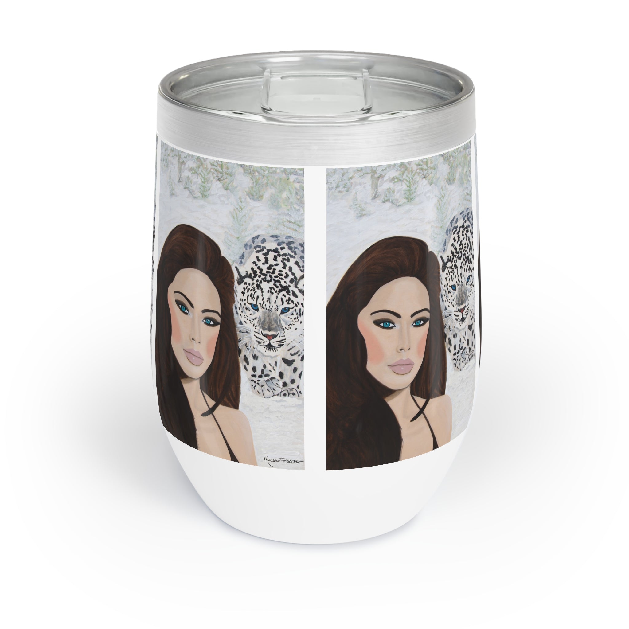 Woman & Snow Leopard | Chill Wine Tumbler