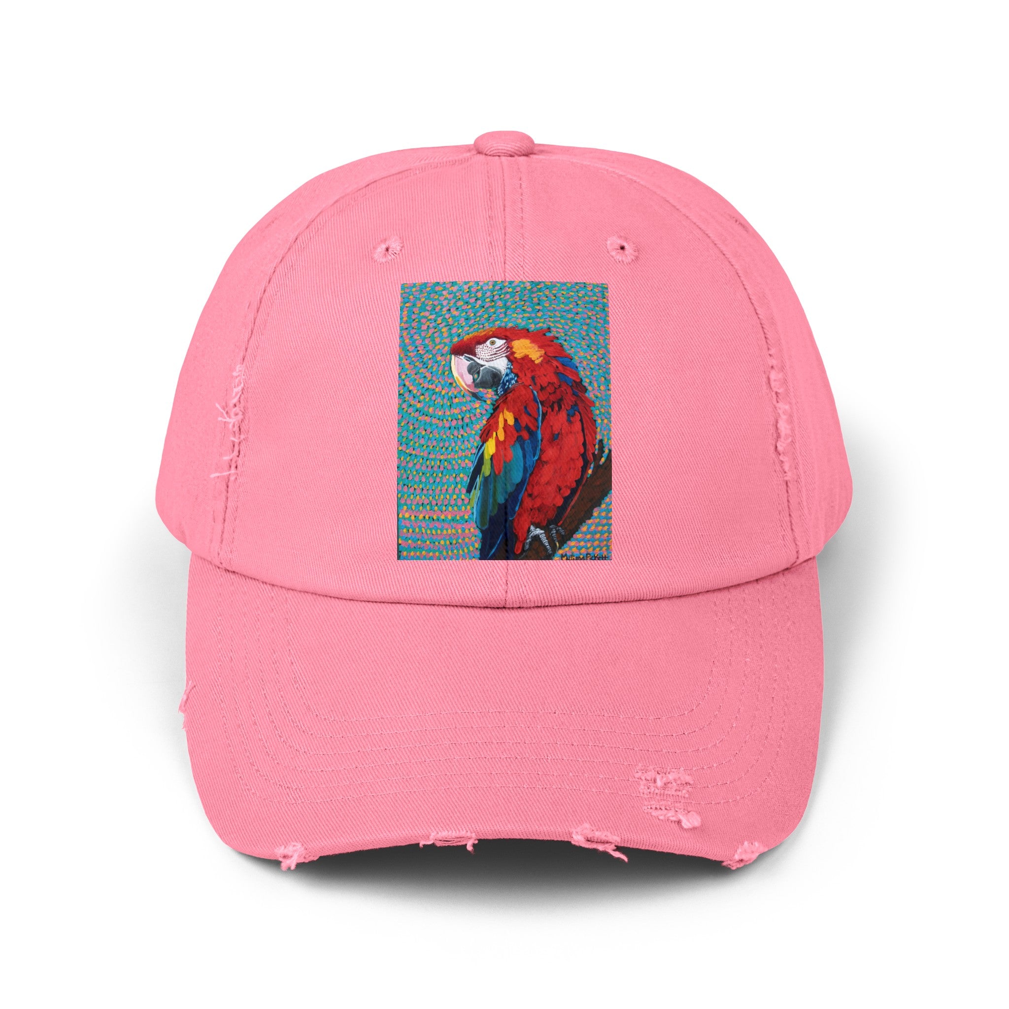 Scarlet Spiral/Directional Scarlet | Unisex Distressed Cap