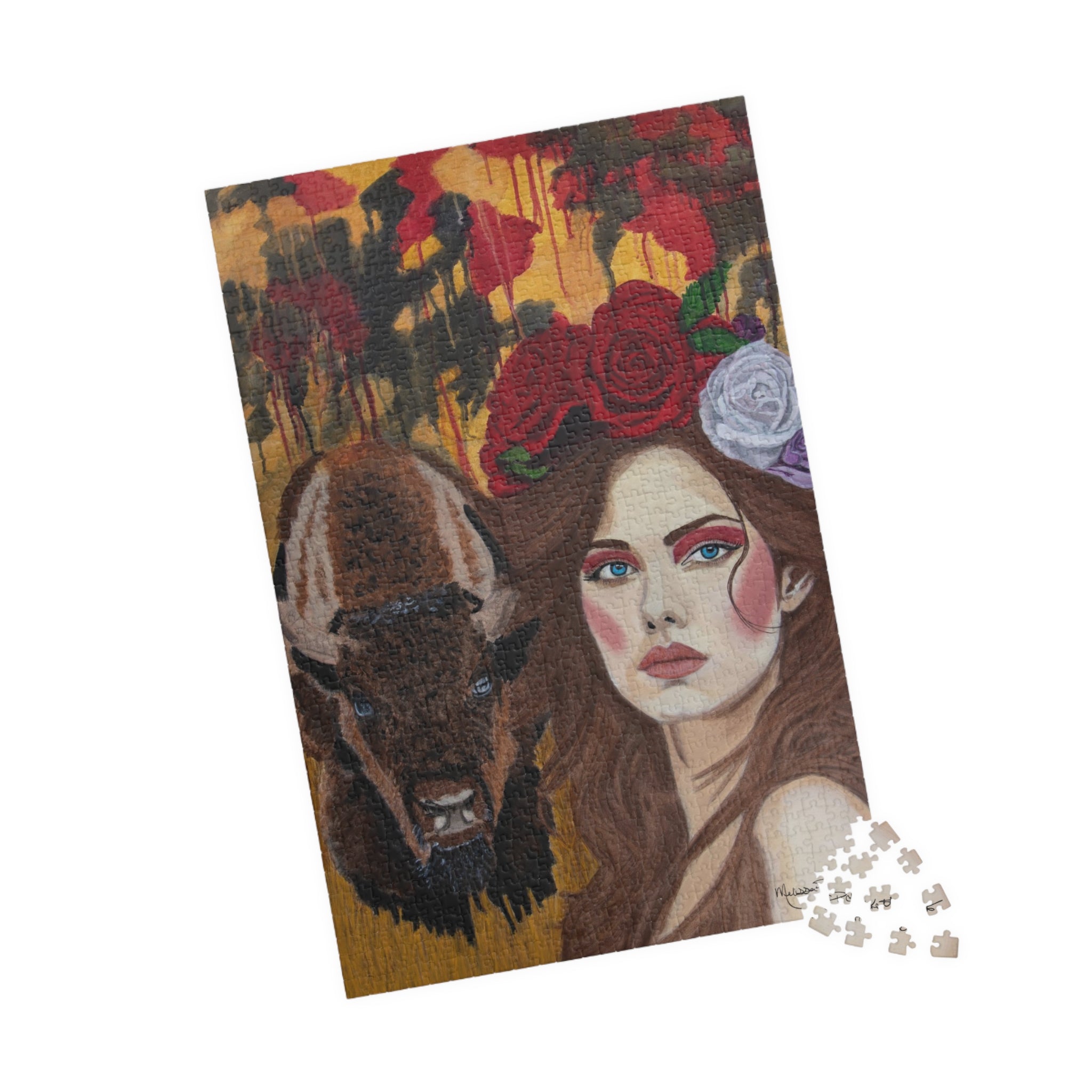 Woman & Bison | Puzzle (110, 252, 520, 1014-piece)