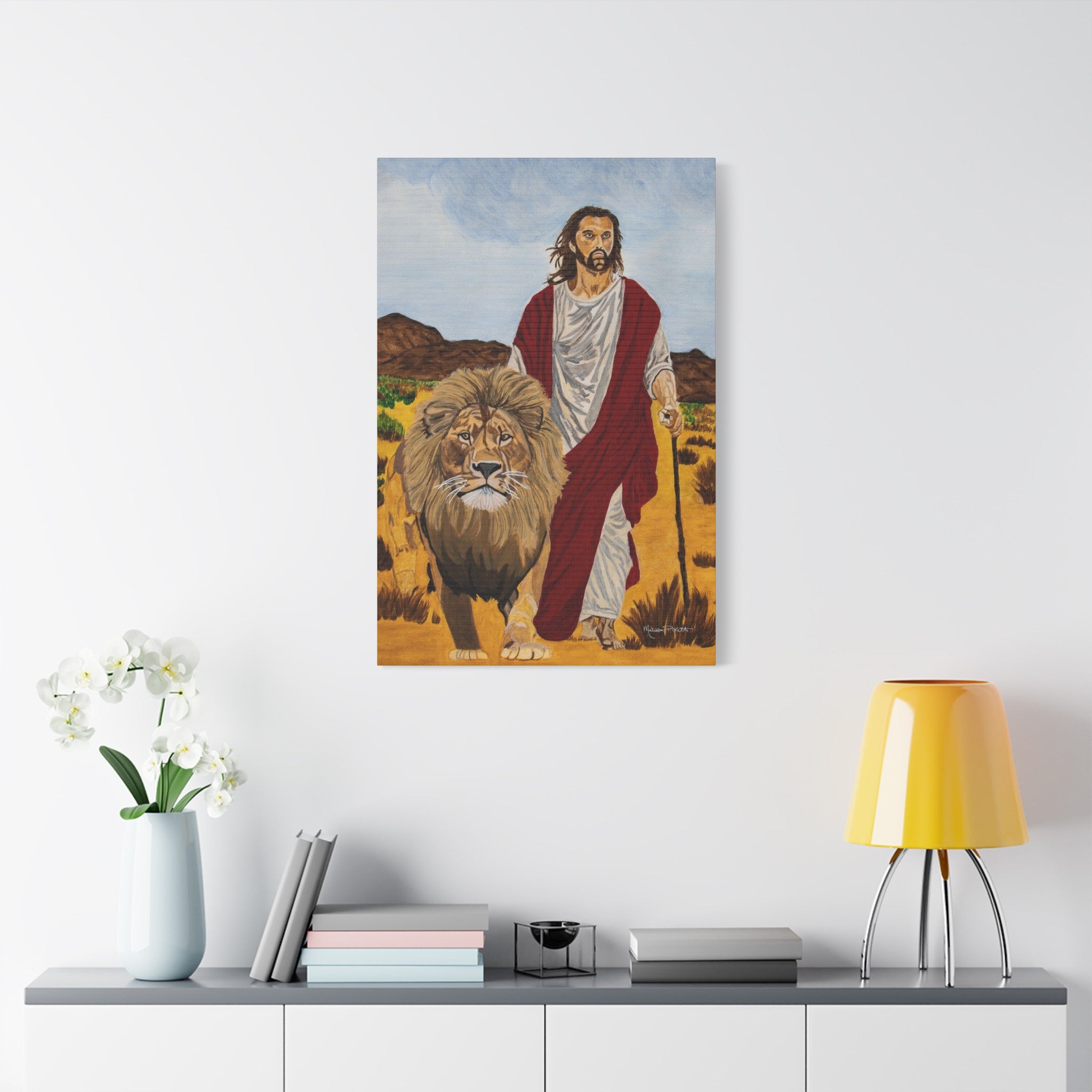 Jesus & The Lion | Satin Canvas, Stretched