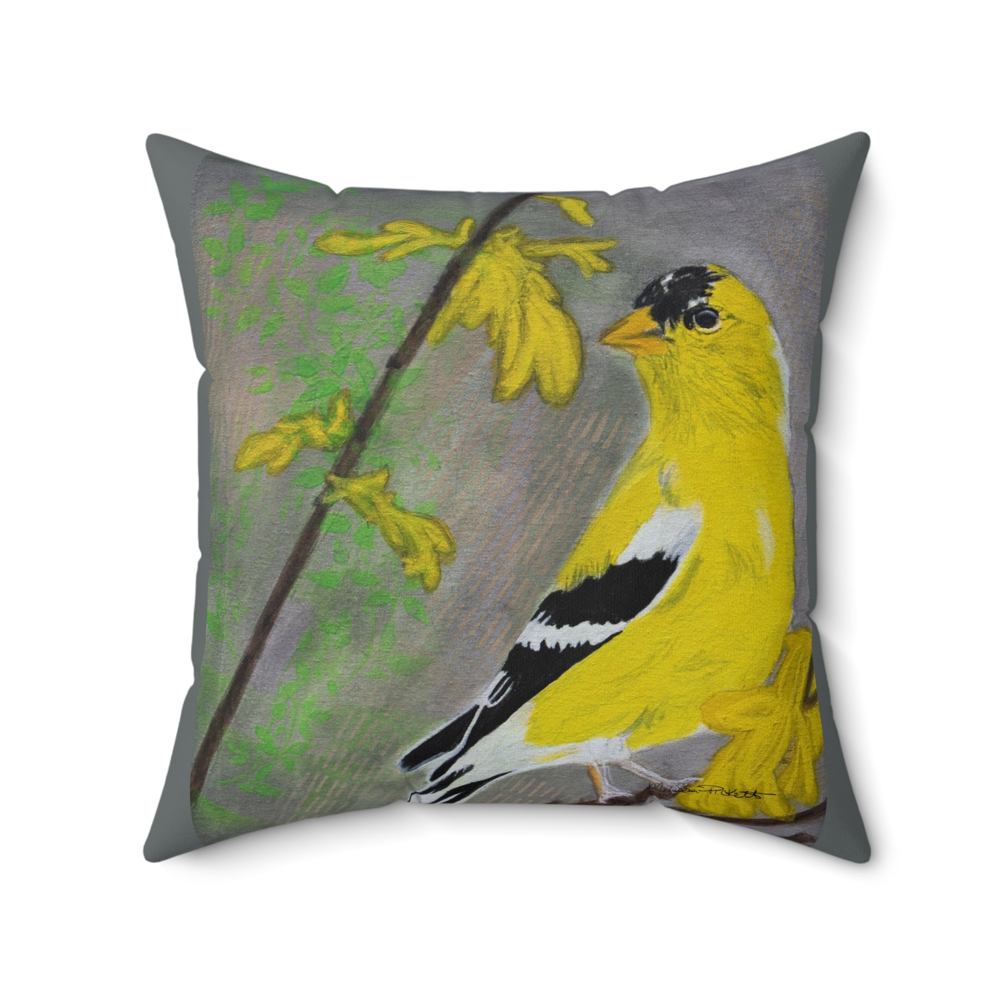 Yellow Finch | Spun Polyester Square Pillow