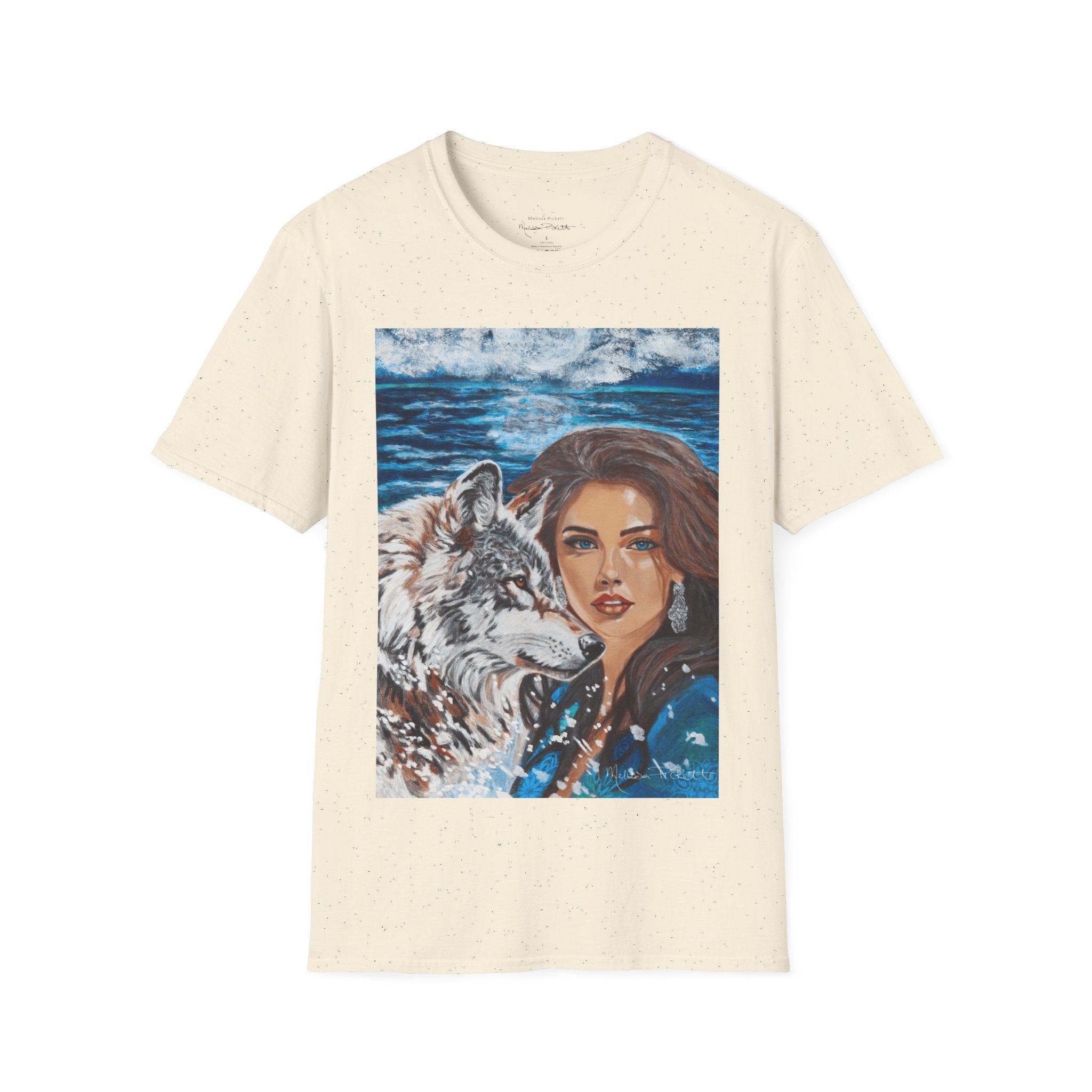 Moonlit Woman & Wolf | Unisex Softstyle T-Shirt